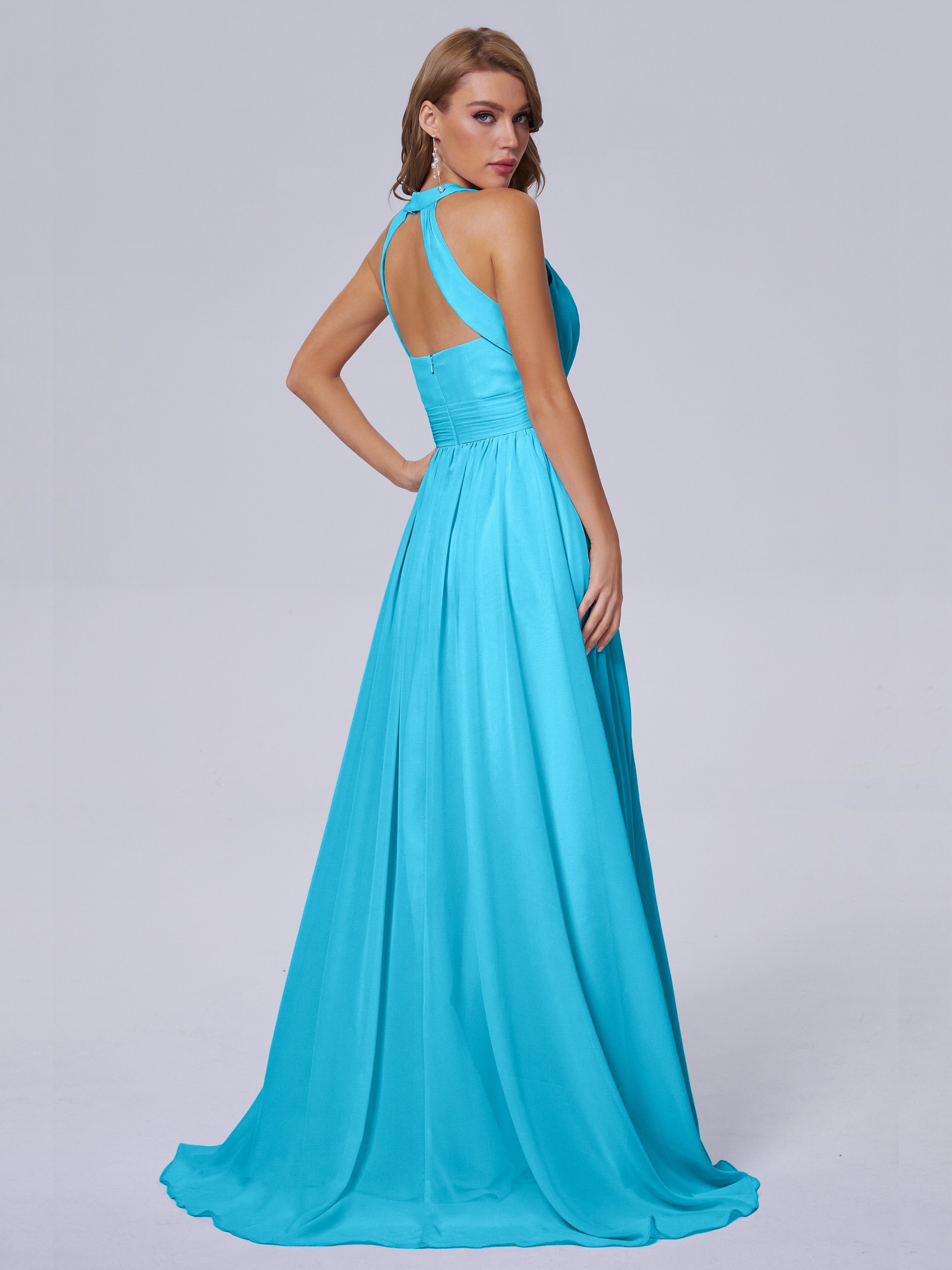 Robe De Demoiselle D'Honneur En Piscine Balayage Traîne Mousseline Robes Demoiselle D'Honneur