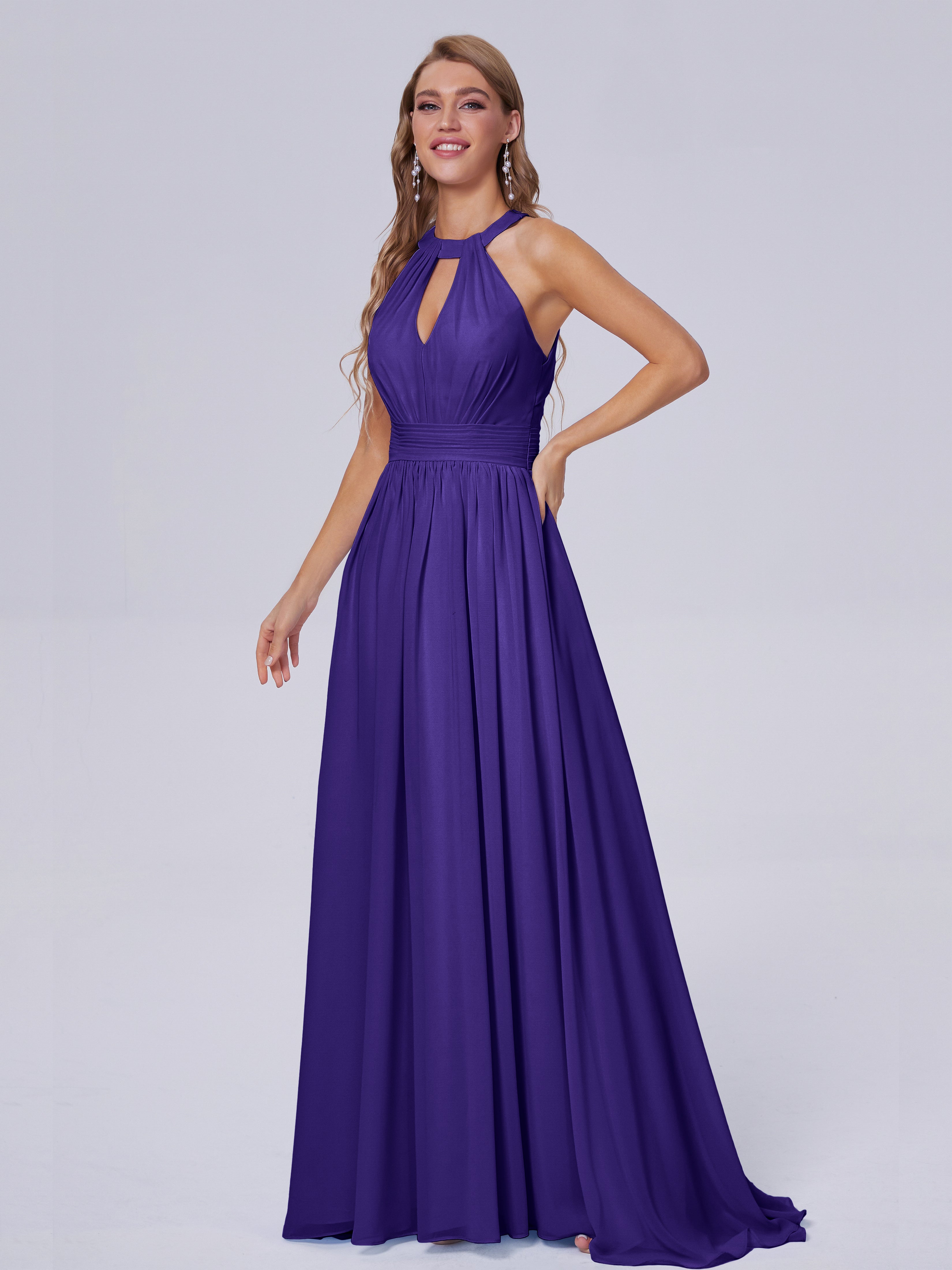 Robes De Demoiselle D'Honneur En Régence Balayage Traîne Mousseline Robes Demoiselle D'Honneur