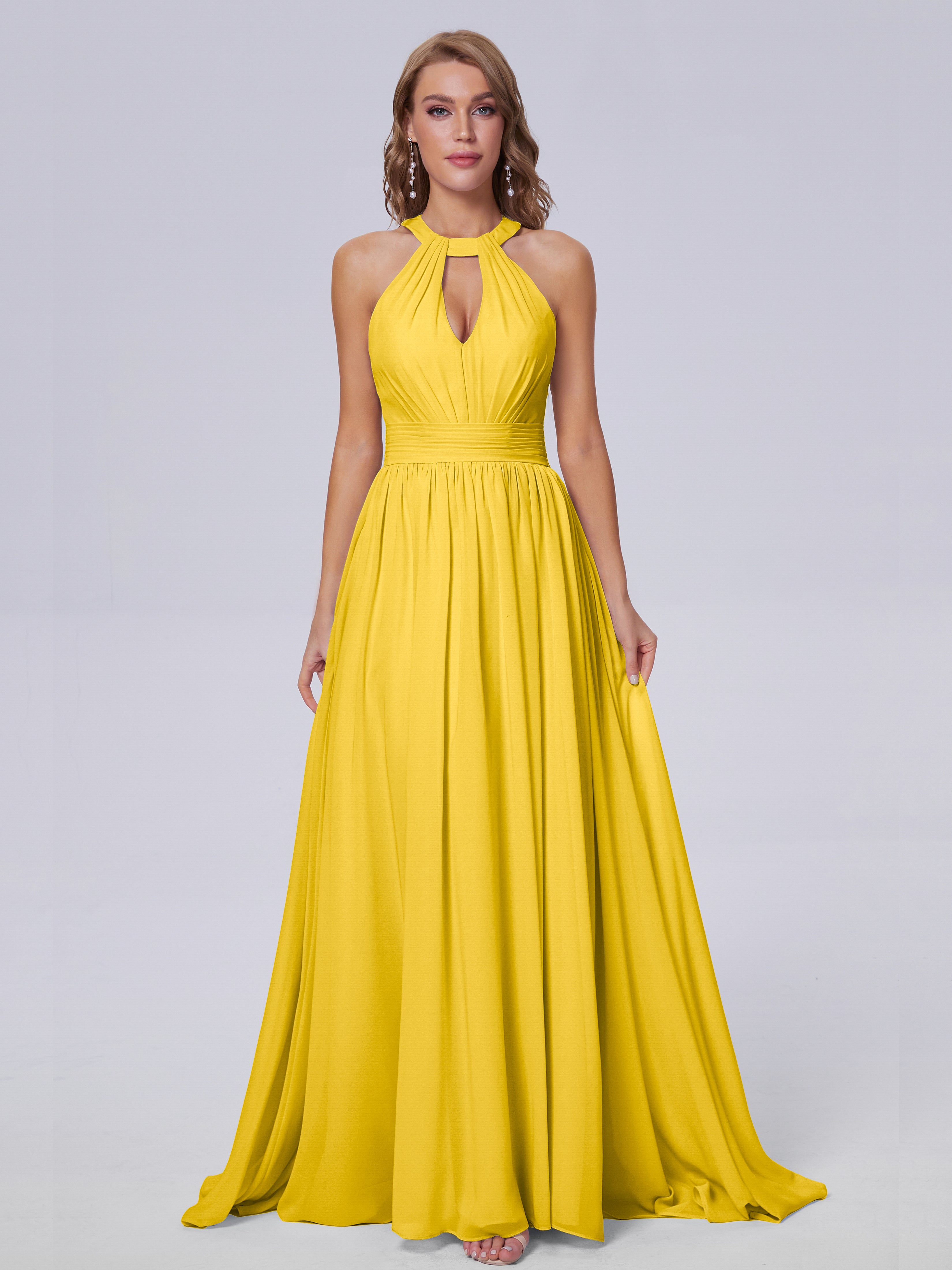 Robe De Demoiselle D'Honneur Souci Balayage Traîne Mousseline Robes Demoiselle D'Honneur