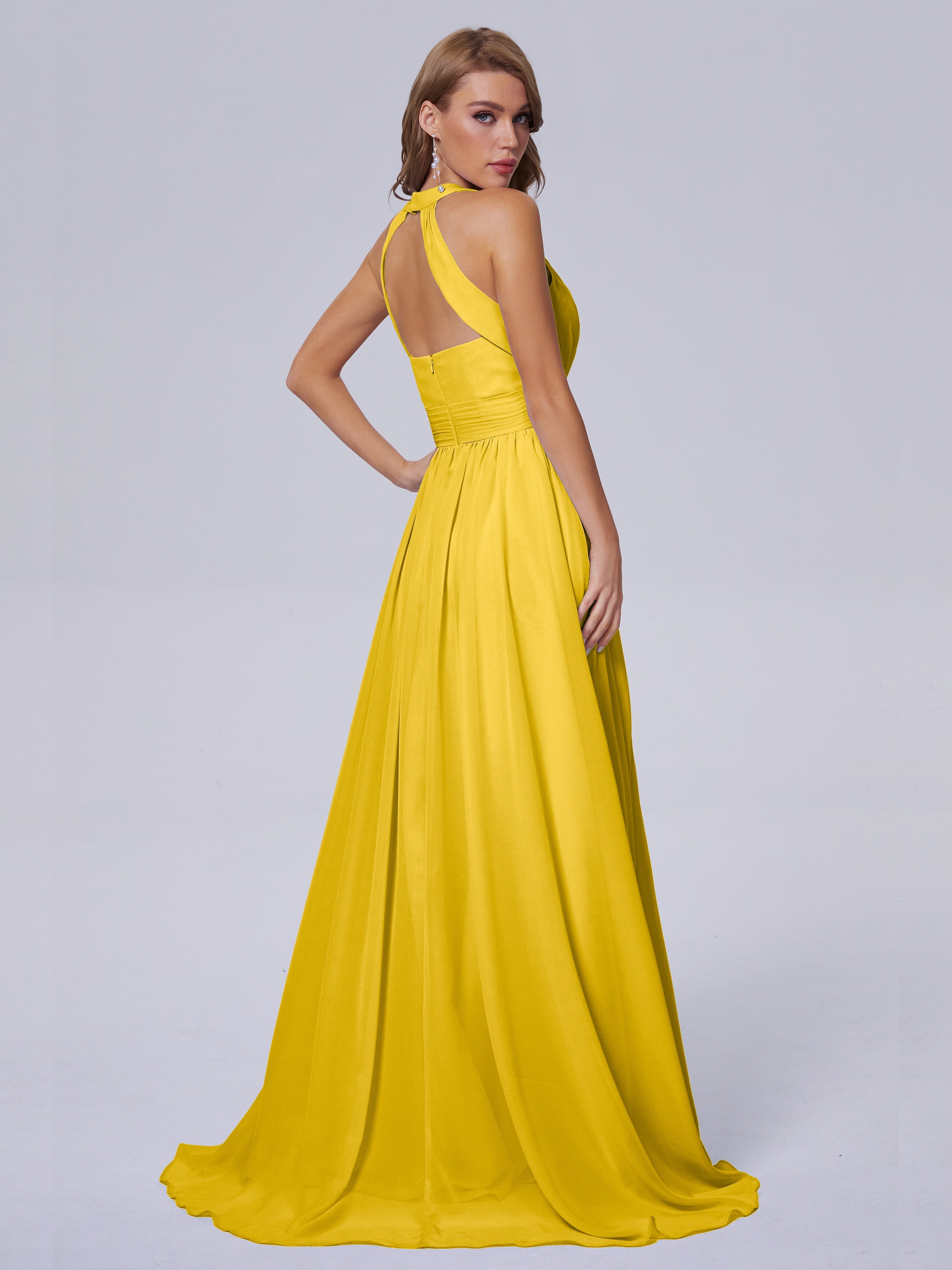 Robe De Demoiselle D'Honneur Souci Balayage Traîne Mousseline Robes Demoiselle D'Honneur