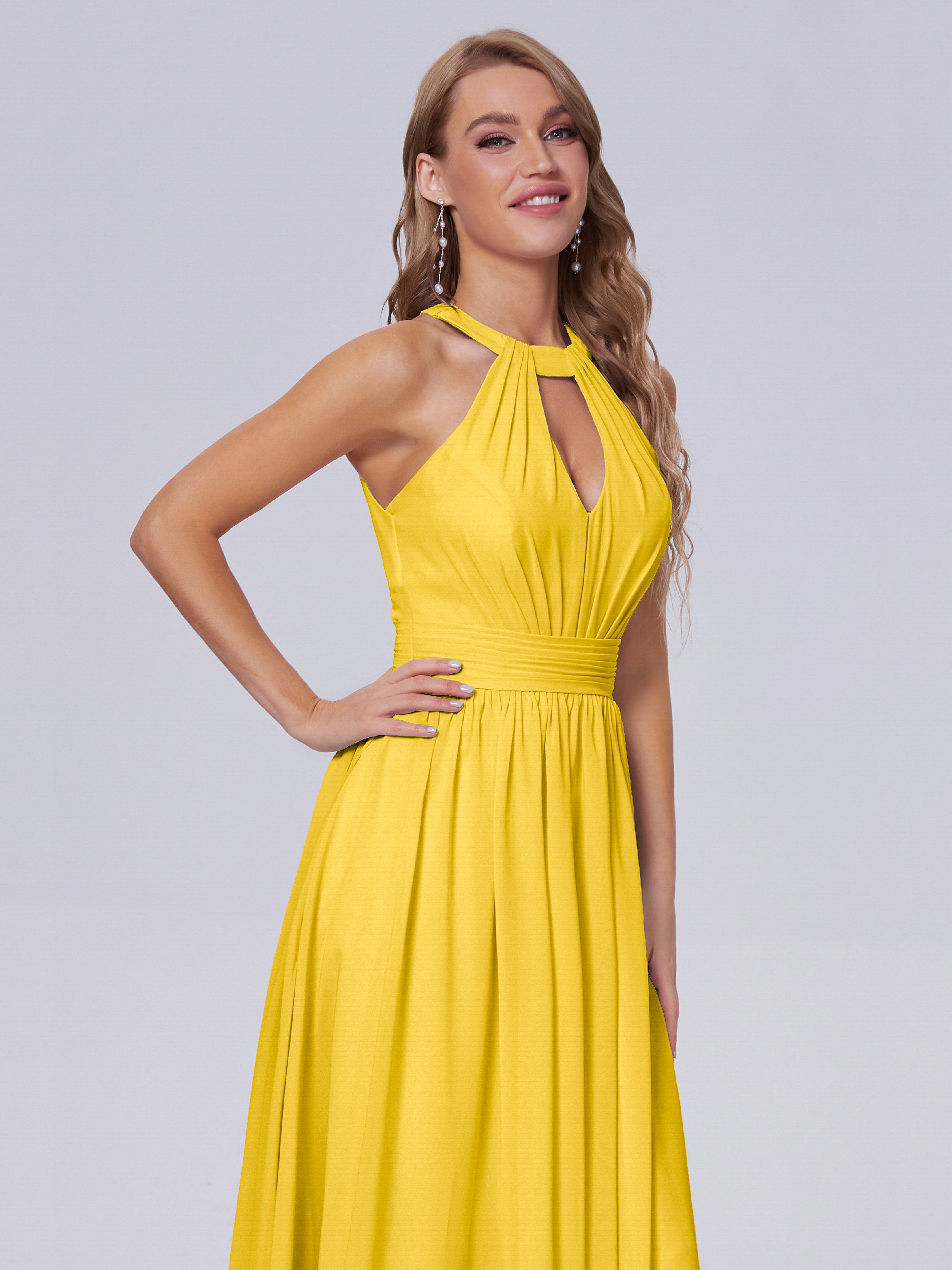 Robe De Demoiselle D'Honneur Souci Balayage Traîne Mousseline Robes Demoiselle D'Honneur