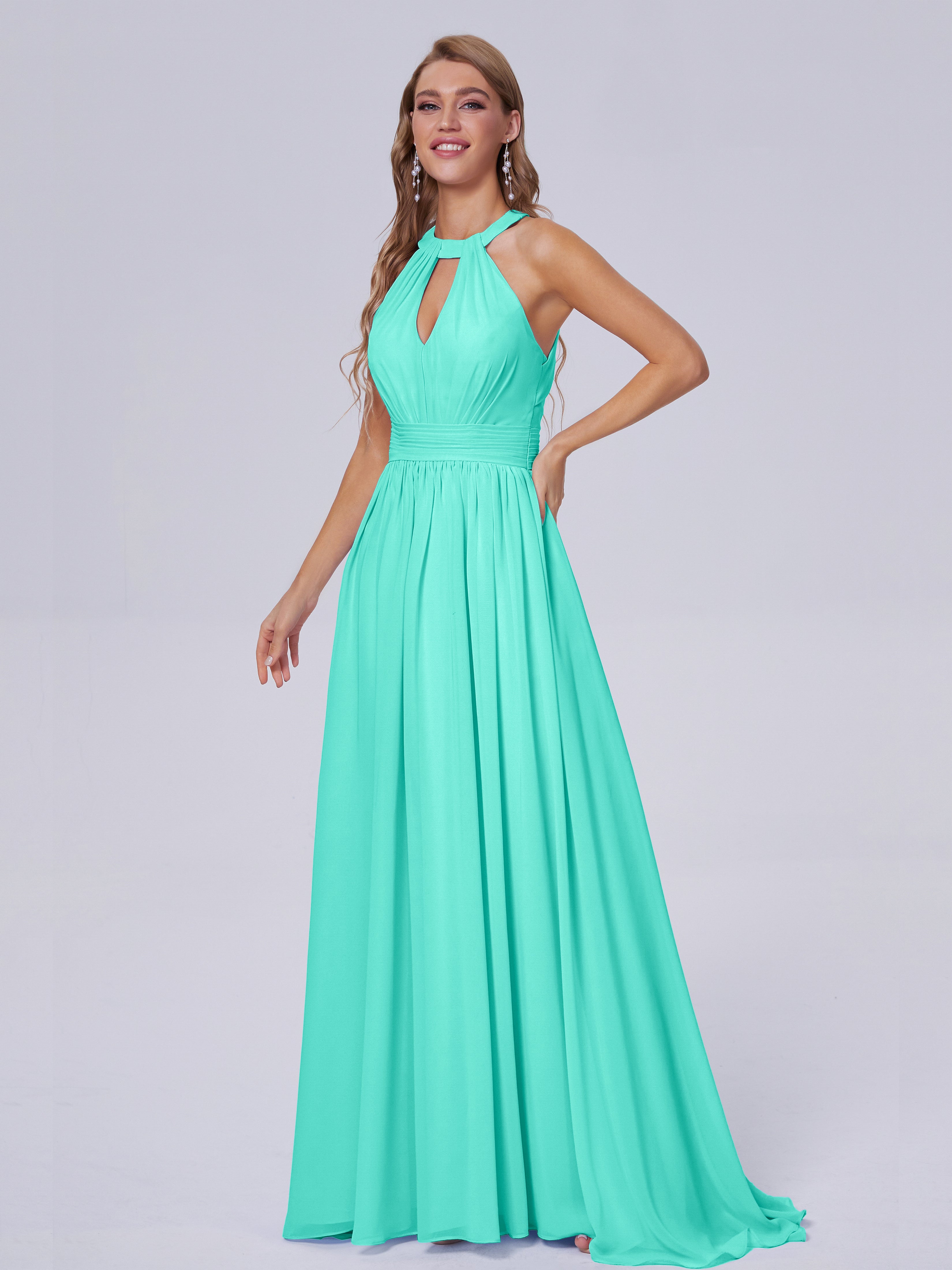 Robes De Demoiselle D'Honneur Spa Balayage Traîne Mousseline Robes Demoiselle D'Honneur