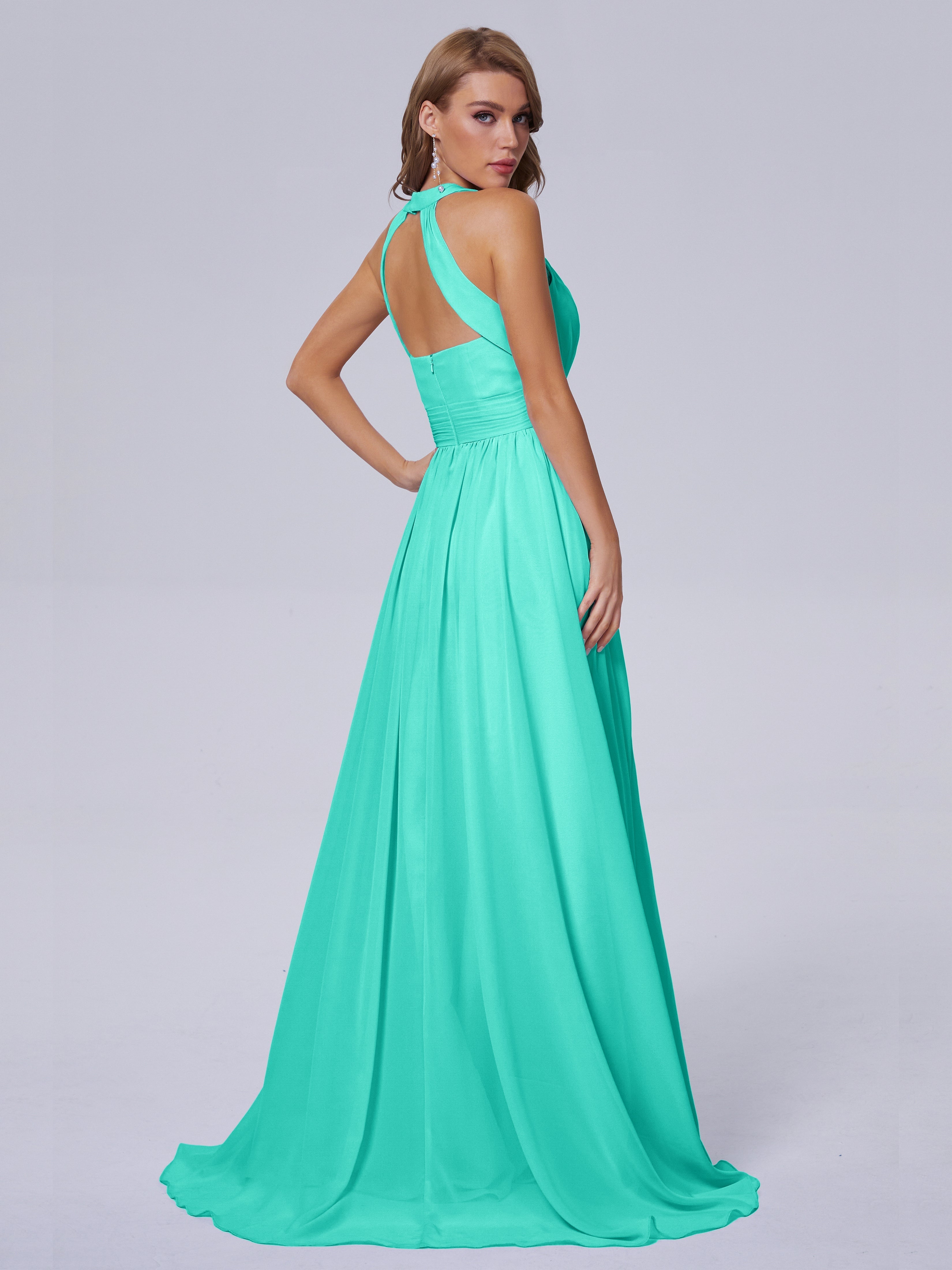 Robes De Demoiselle D'Honneur Spa Balayage Traîne Mousseline Robes Demoiselle D'Honneur