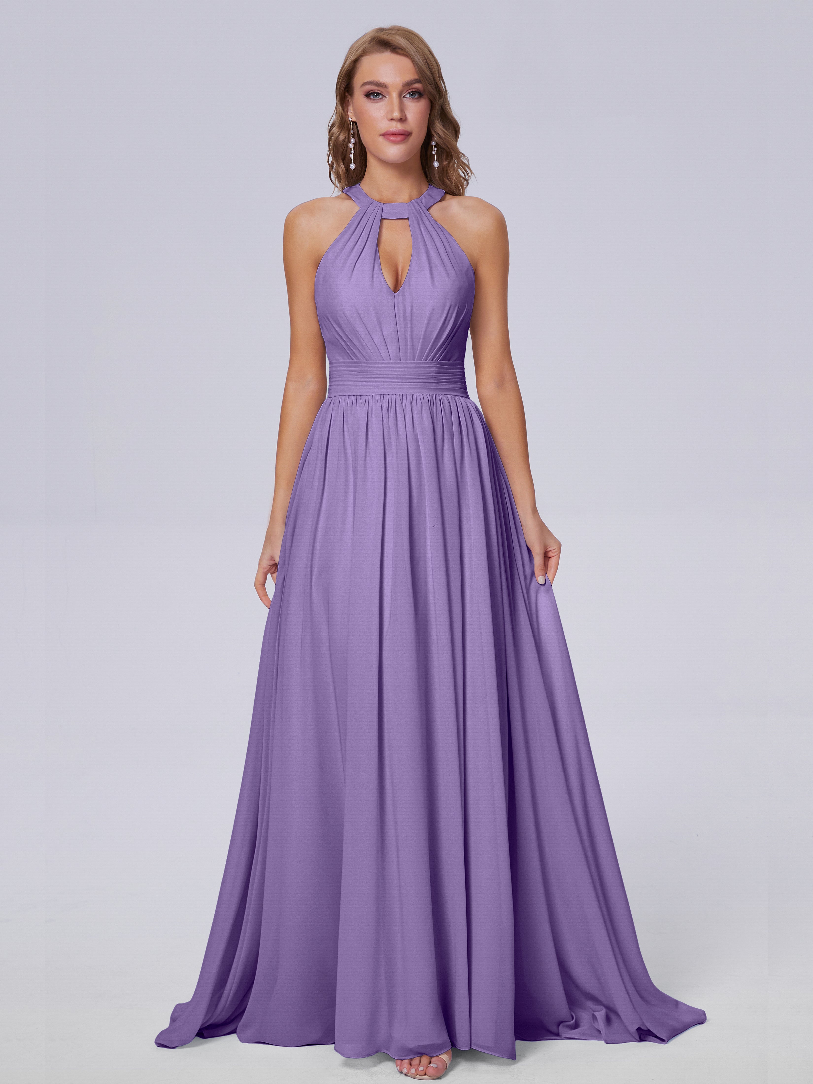 Robes De Demoiselle D'Honneur Tahiti Balayage Traîne Mousseline Robes Demoiselle D'Honneur