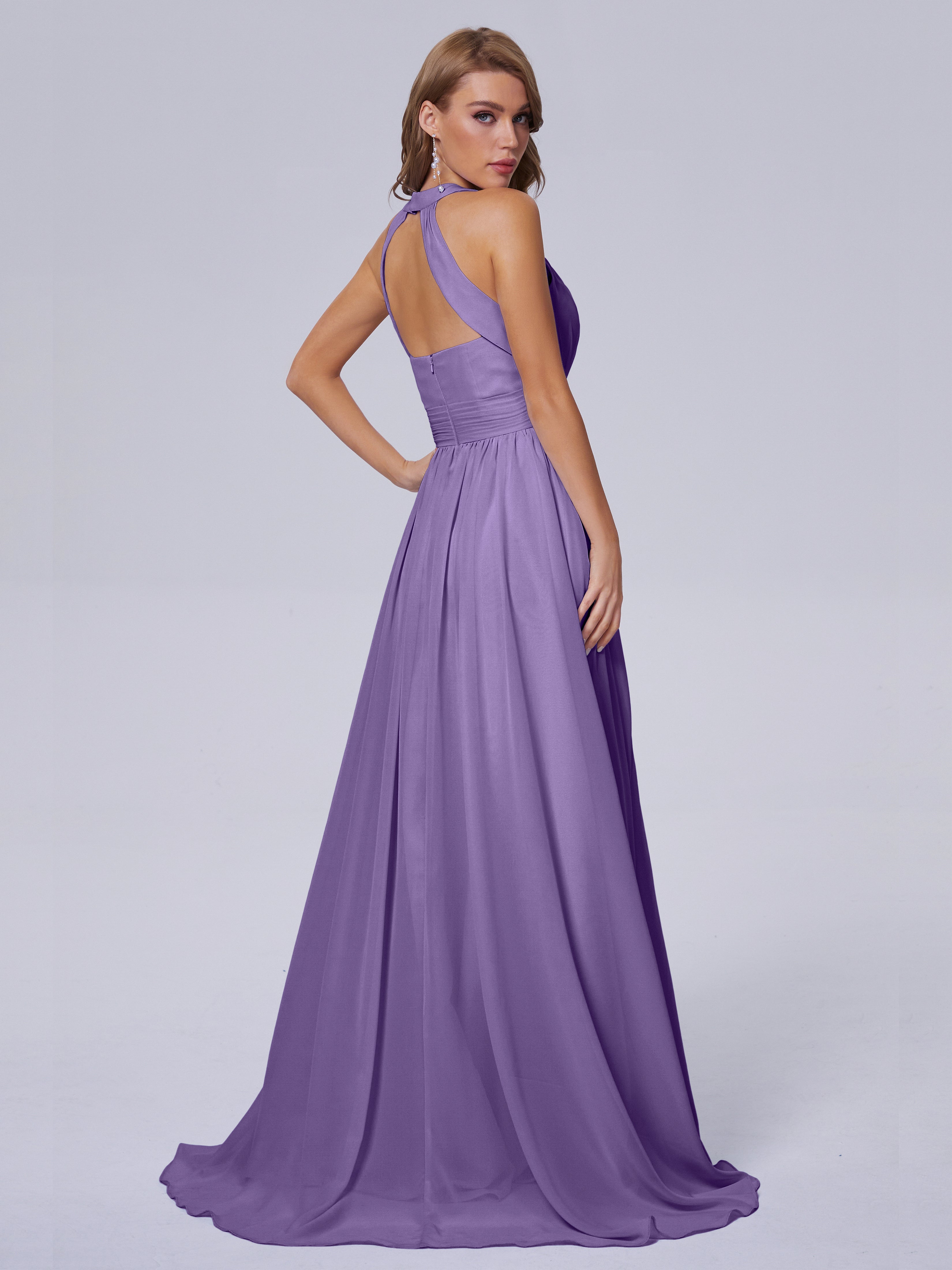 Robes De Demoiselle D'Honneur Tahiti Balayage Traîne Mousseline Robes Demoiselle D'Honneur