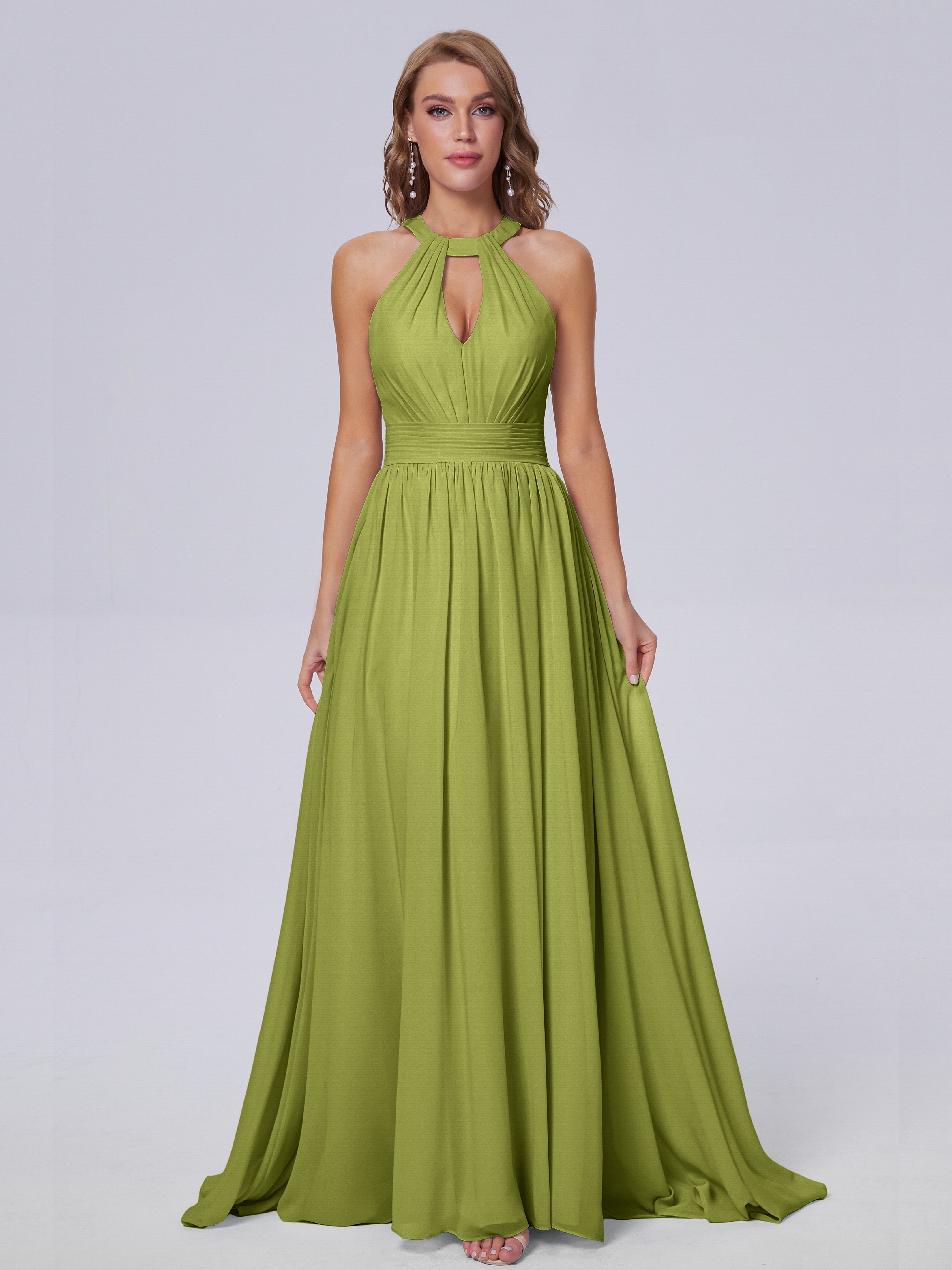 Robes De Demoiselle D'Honneur Trèfle Balayage Traîne Mousseline Robes Demoiselle D'Honneur