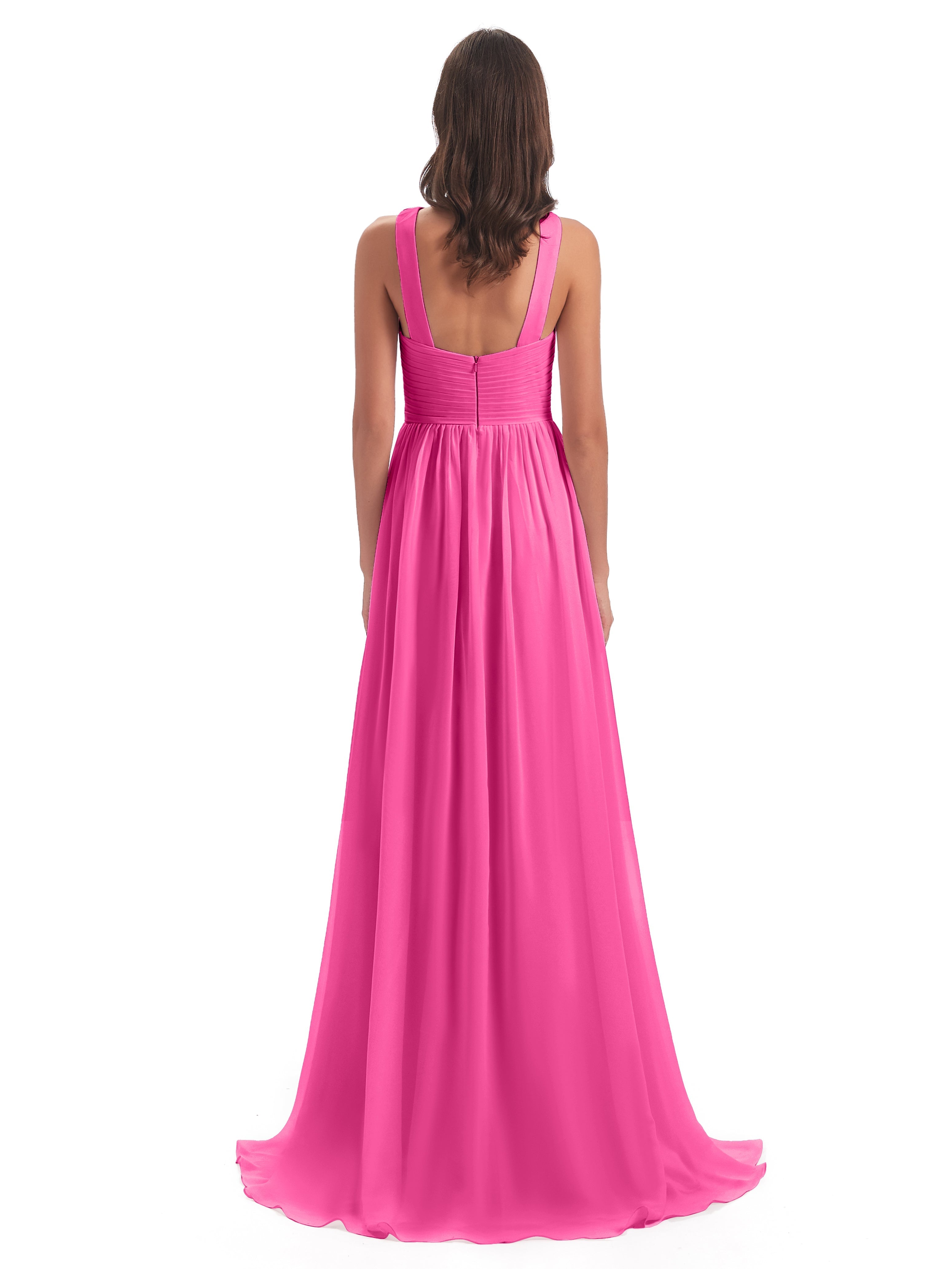 Robe Demoiselle D Honneur Azalée Balayage/Pinceau Traîne Bretelle Mousseline Robes Demoiselle D'Honneur