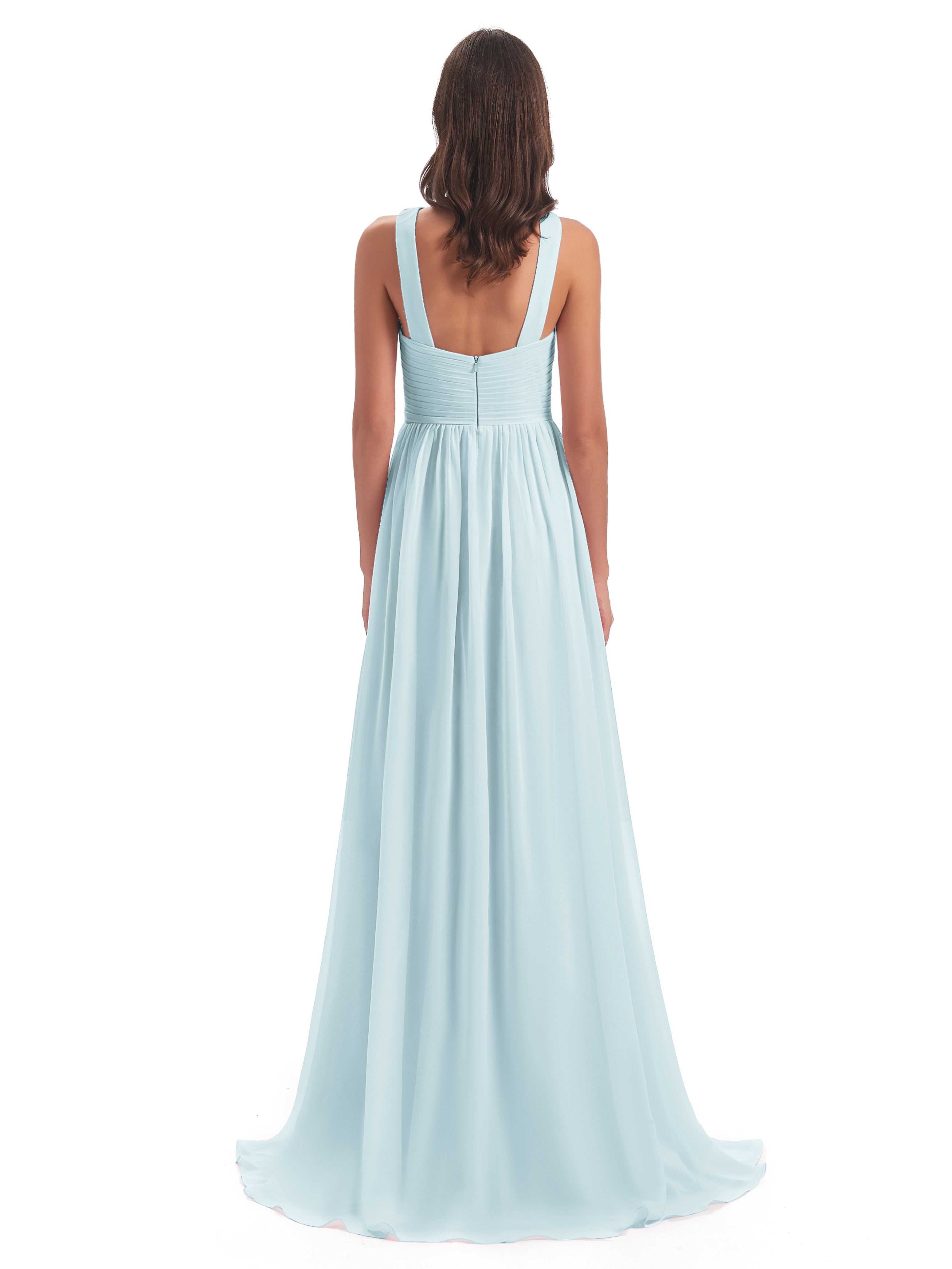 Robe De Demoiselle D'Honneur Brume Balayage/Pinceau Traîne Bretelle Mousseline Robes Demoiselle D'Honneur