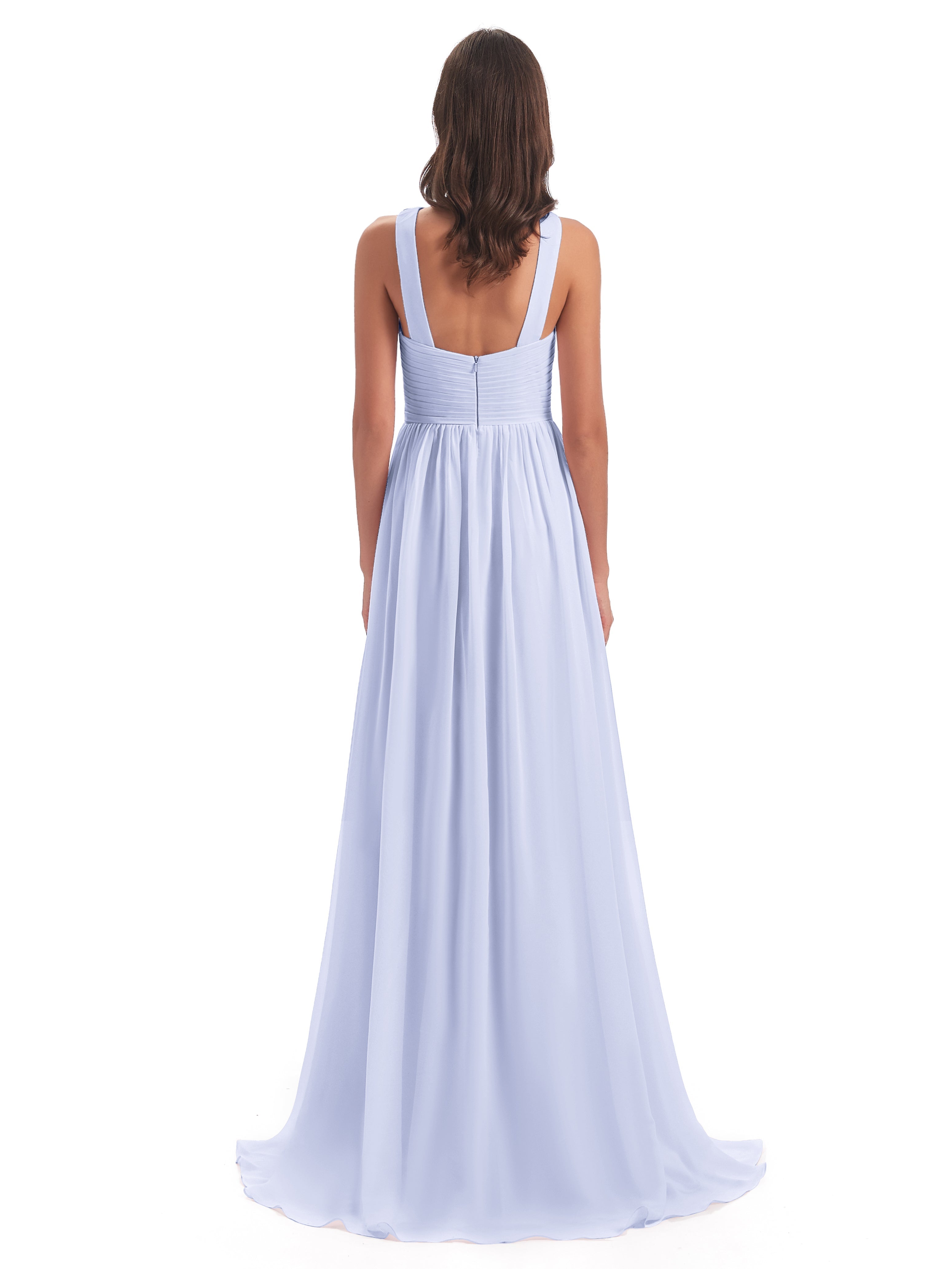 Robe De Demoiselle D'Honneur Lavande Balayage/Pinceau Traîne Bretelle Mousseline Robes Demoiselle D'Honneur