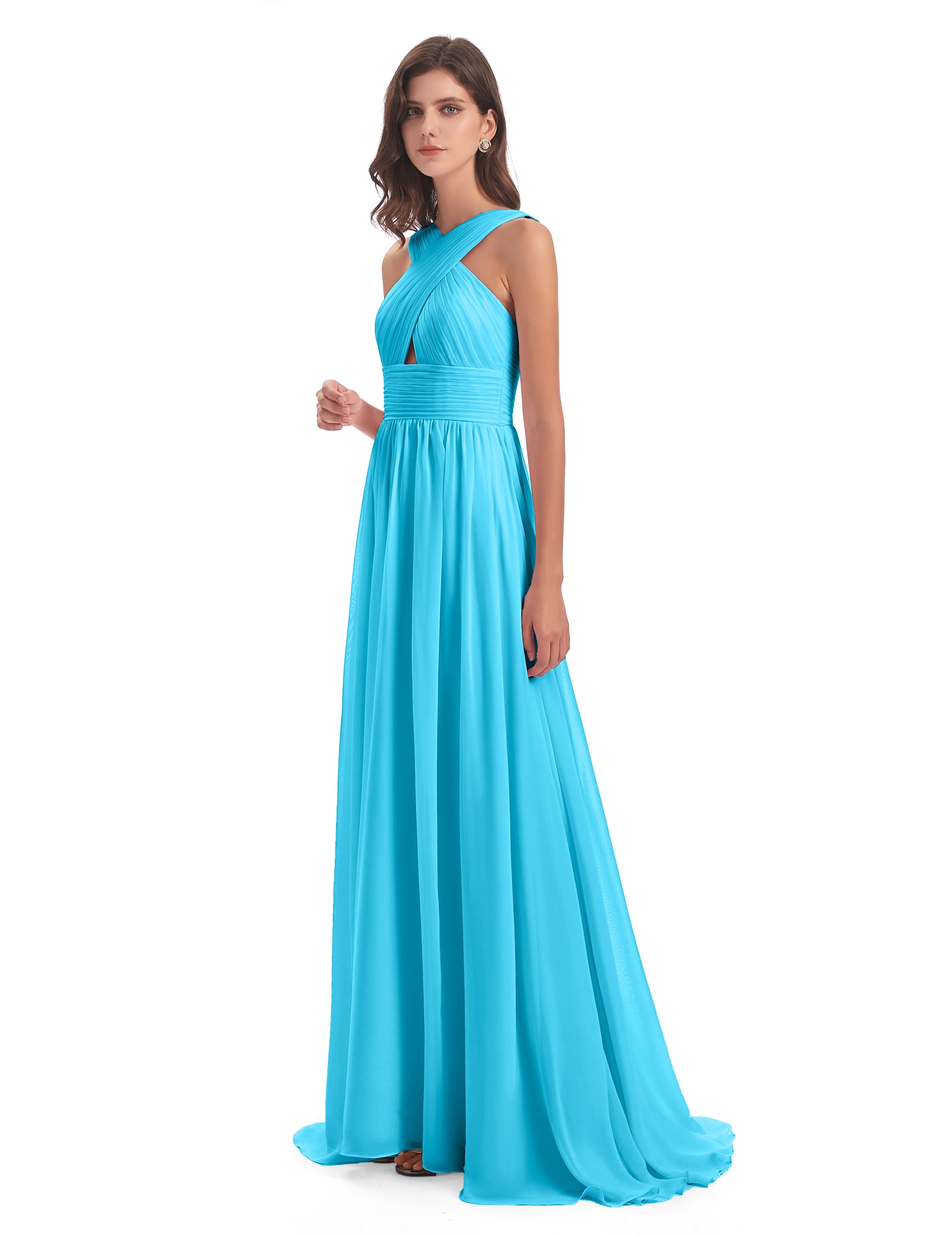 Robe De Demoiselle D'Honneur En Piscine Balayage/Pinceau Traîne Bretelle Mousseline Robes Demoiselle D'Honneur