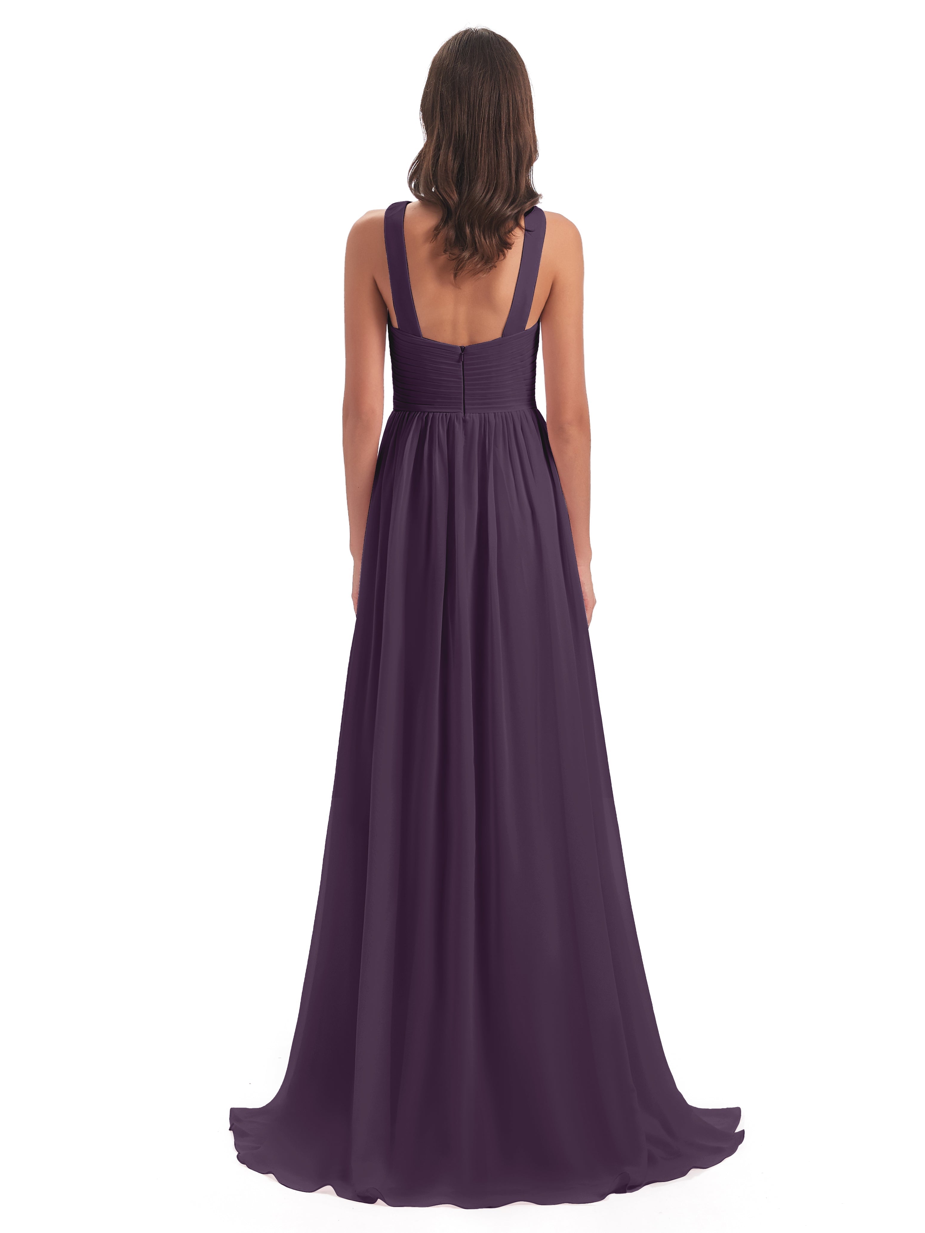 Robe Demoiselle D Honneur Plume Balayage/Pinceau Traîne Bretelle Mousseline Robes Demoiselle D'Honneur