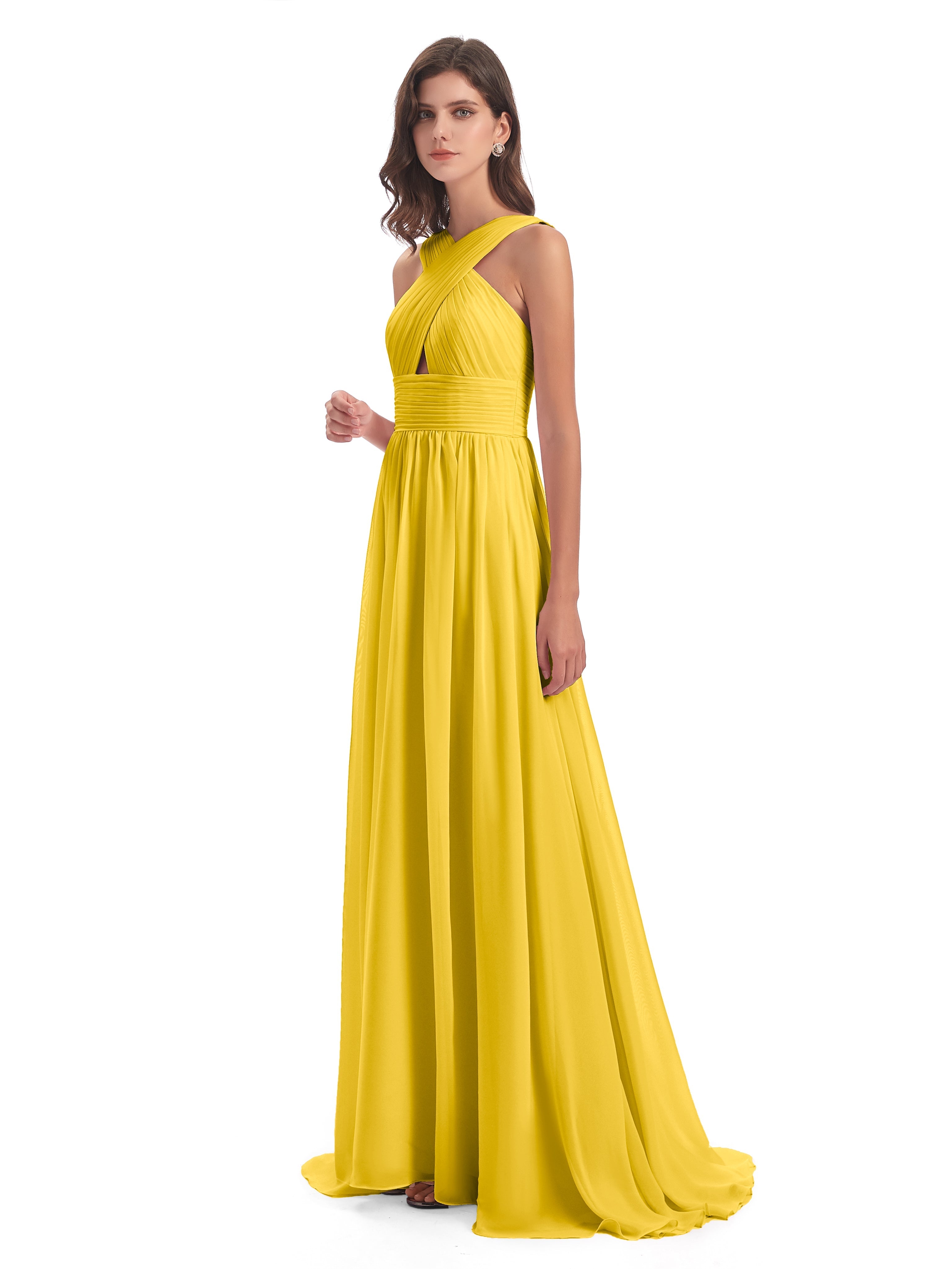Robe De Demoiselle D'Honneur Souci Balayage/Pinceau Traîne Bretelle Mousseline Robes Demoiselle D'Honneur