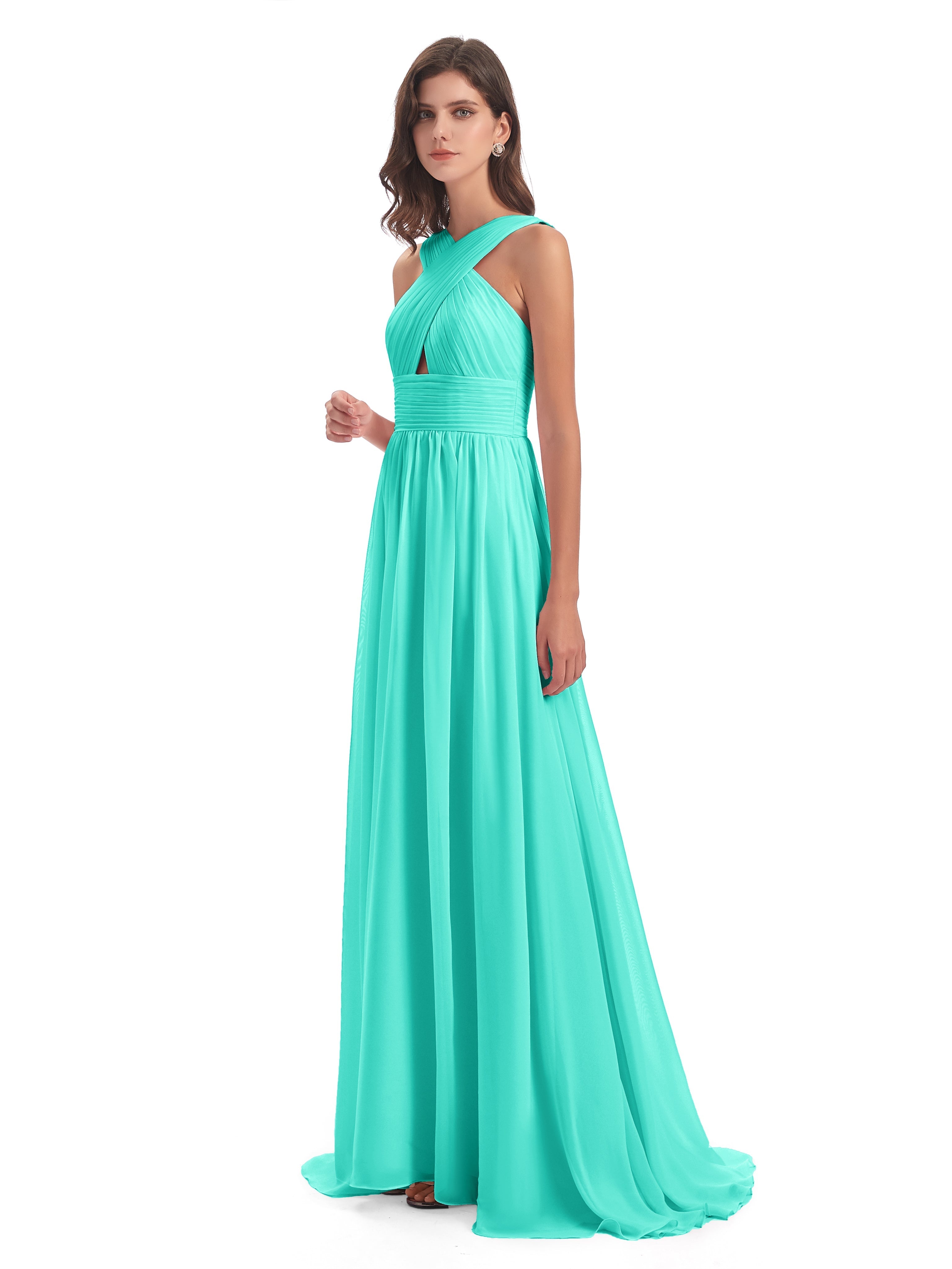 Robes De Demoiselle D'Honneur Spa Balayage/Pinceau Traîne Bretelle Mousseline Robes Demoiselle D'Honneur