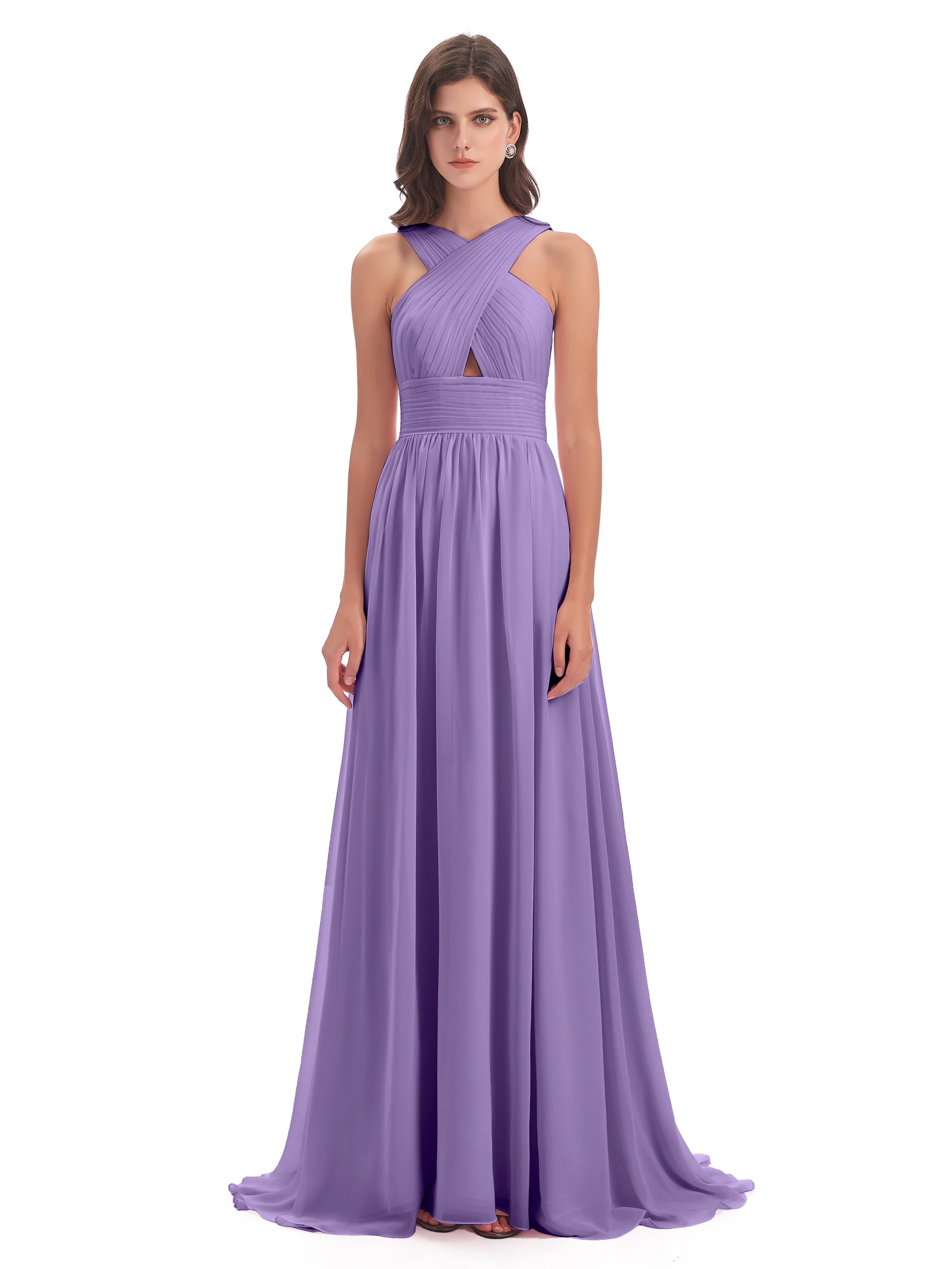 Robes De Demoiselle D'Honneur Tahiti Balayage/Pinceau Traîne Bretelle Mousseline Robes Demoiselle D'Honneur