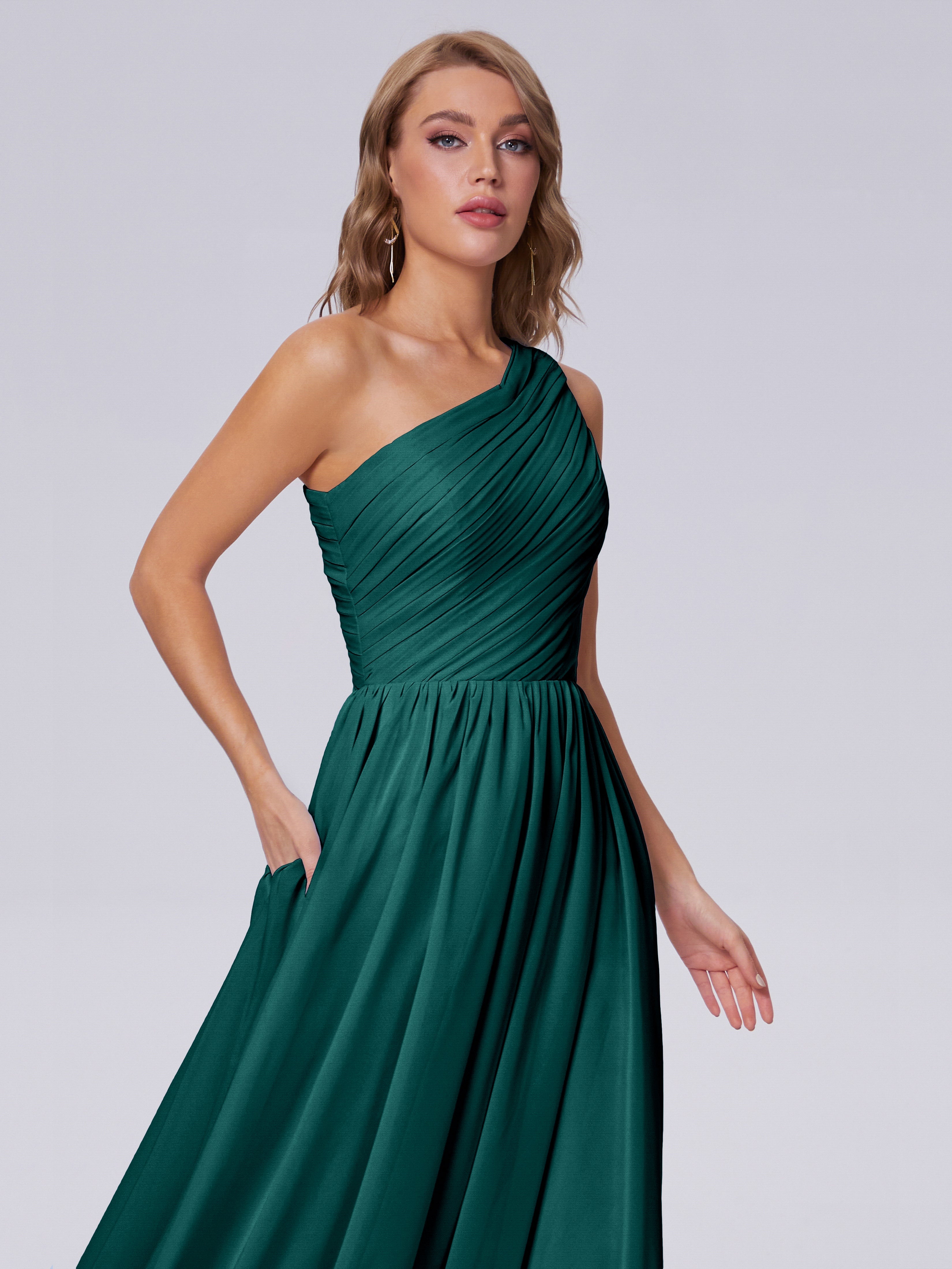 Demoiselles D'Honneur De Paon Seule-Épaule Mousseline Robes Demoiselle D'Honneur