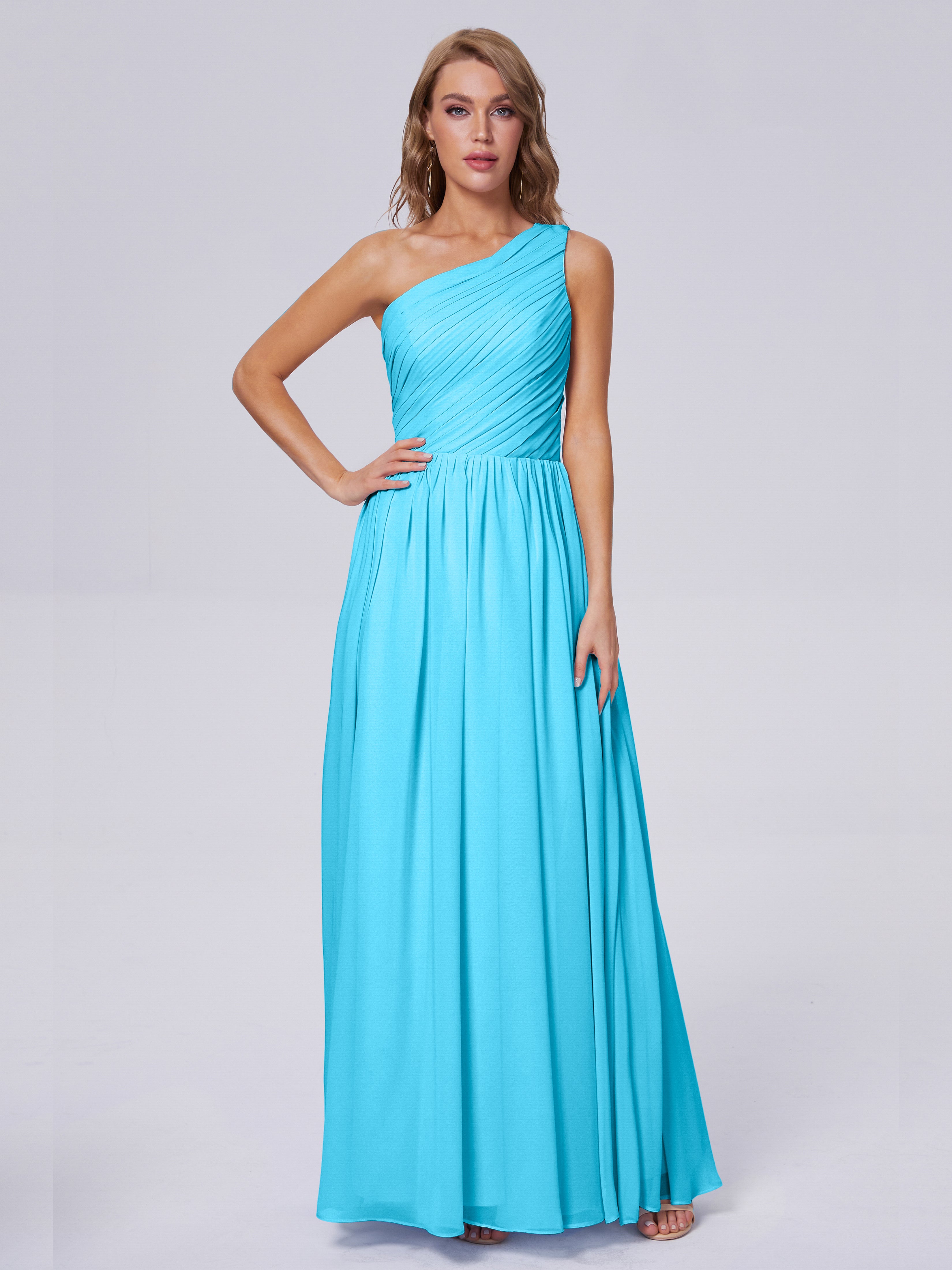 Robe De Demoiselle D'Honneur En Piscine Seule-Épaule Mousseline Robes Demoiselle D'Honneur