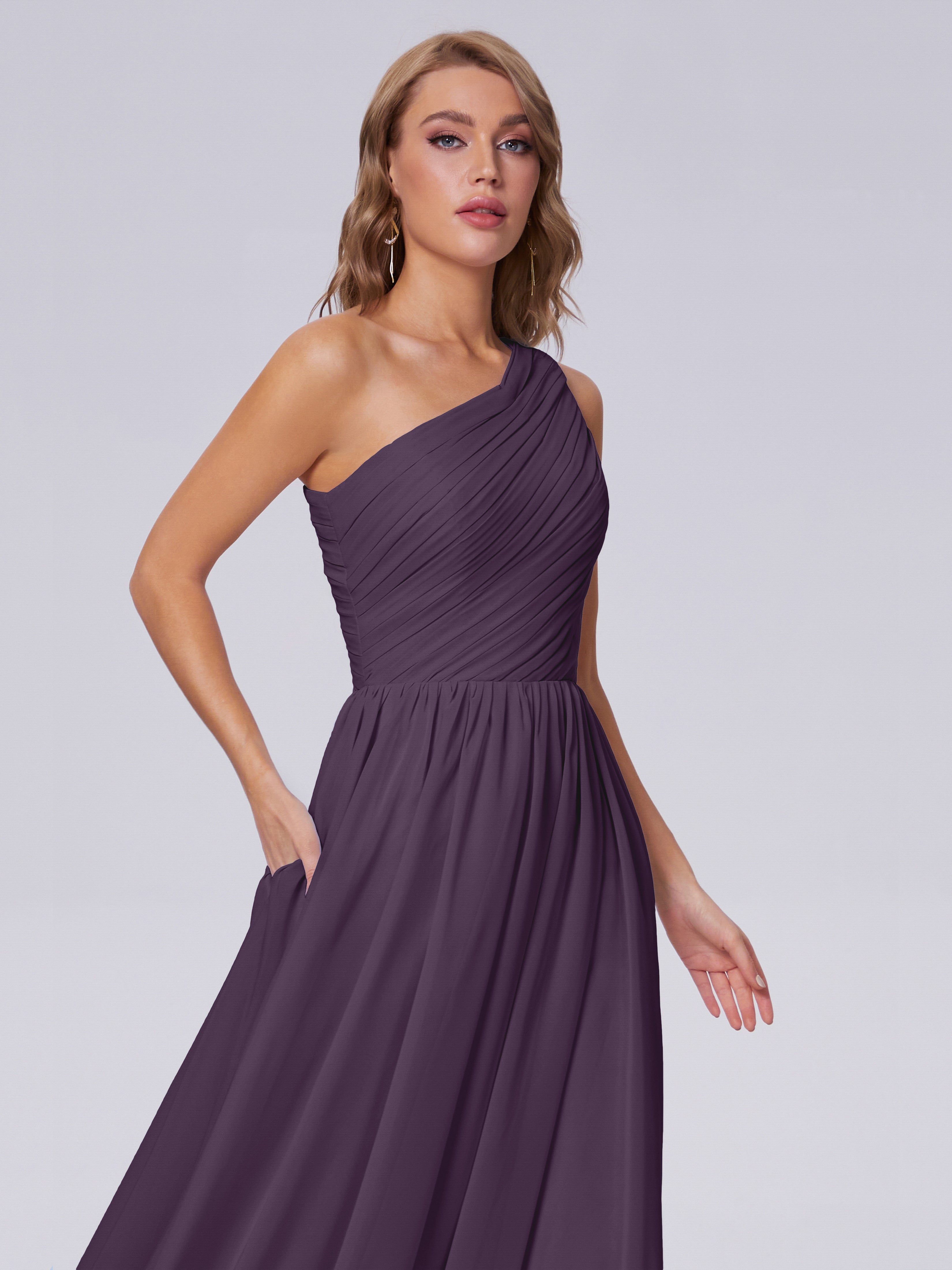 Robe Demoiselle D Honneur Plume Seule-Épaule Mousseline Robes Demoiselle D'Honneur