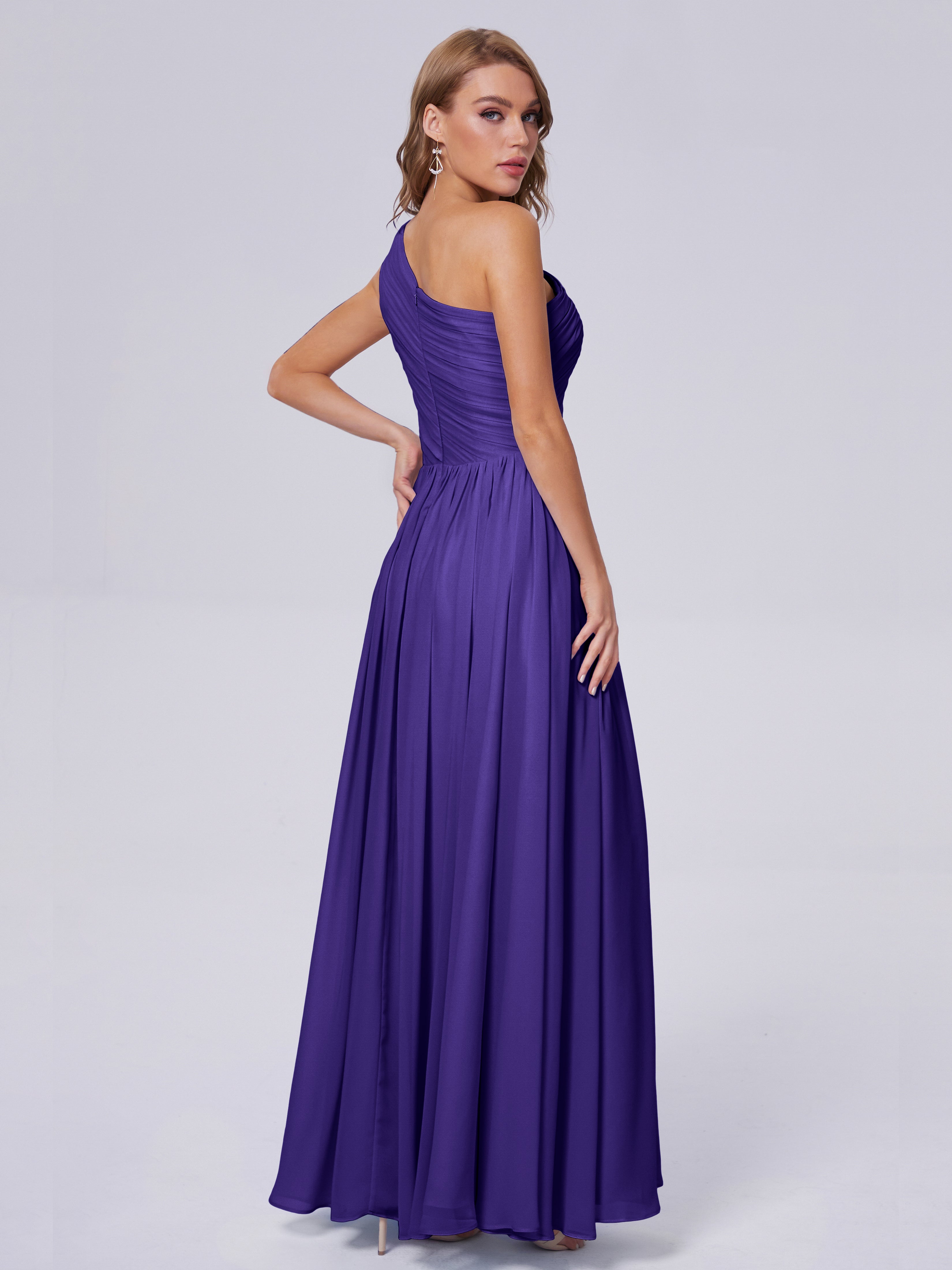 Robes De Demoiselle D'Honneur En Régence Seule-Épaule Mousseline Robes Demoiselle D'Honneur