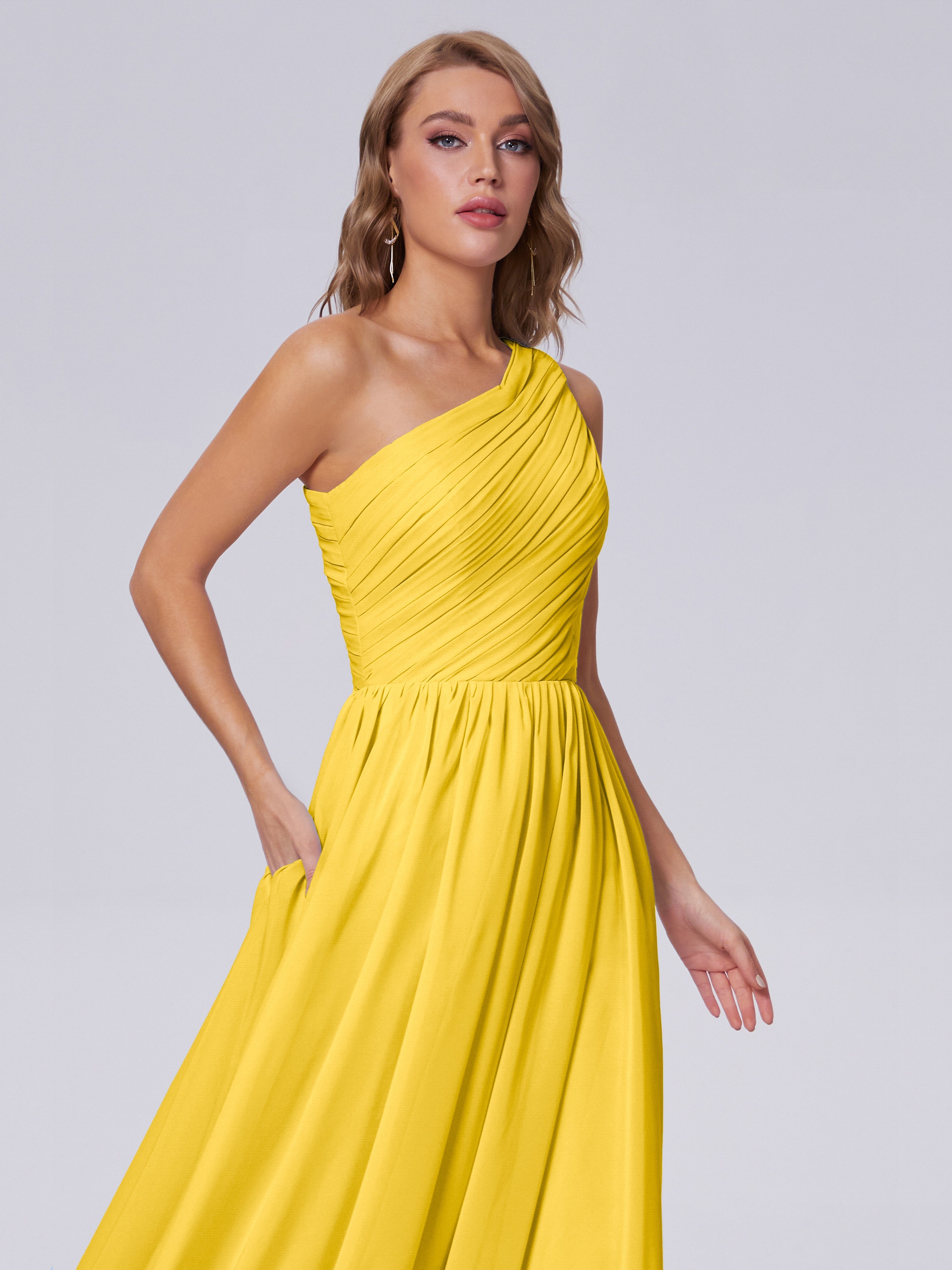 Robe De Demoiselle D'Honneur Souci Seule-Épaule Mousseline Robes Demoiselle D'Honneur
