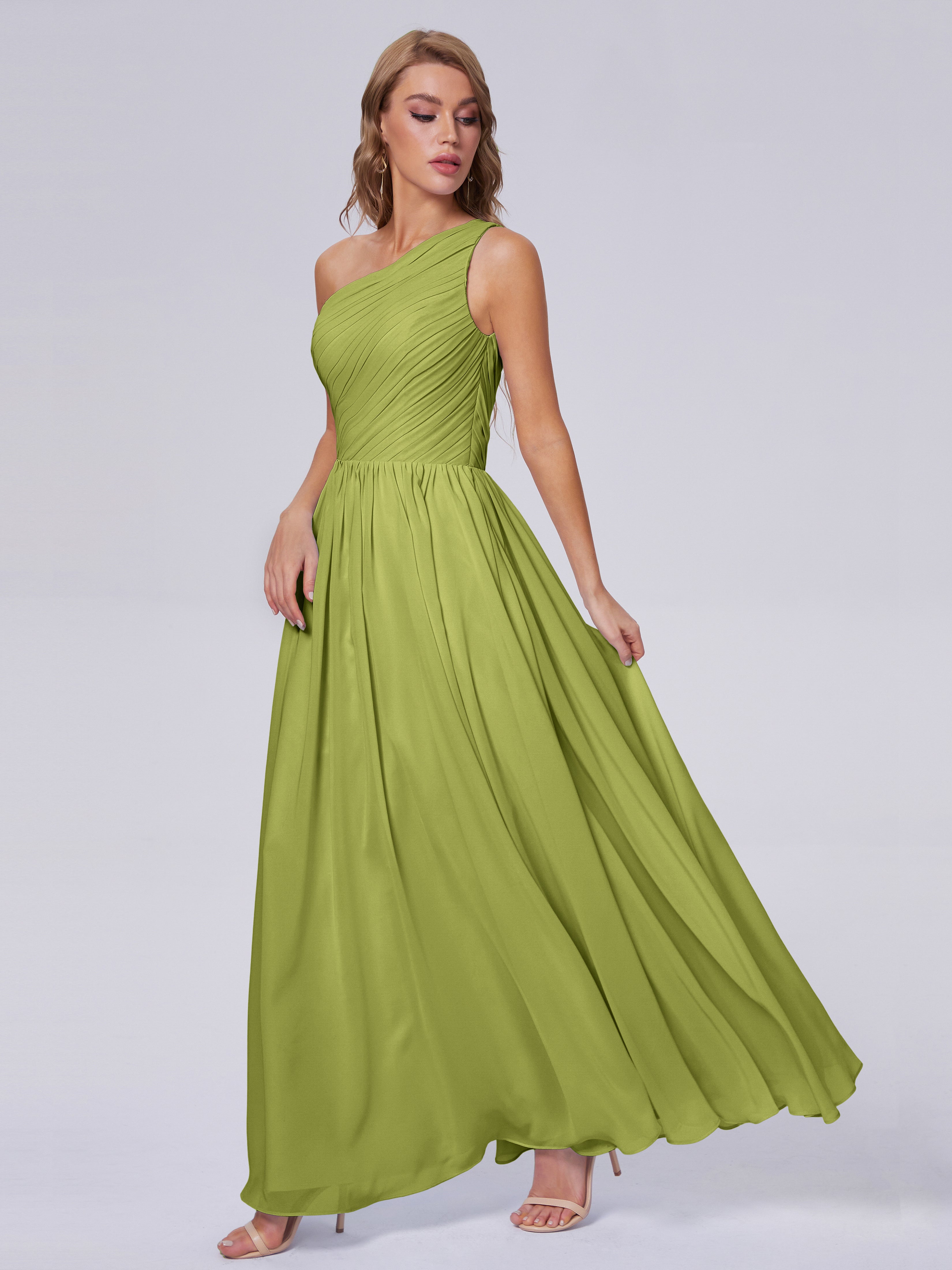 Robes De Demoiselle D'Honneur Trèfle Seule-Épaule Mousseline Robes Demoiselle D'Honneur