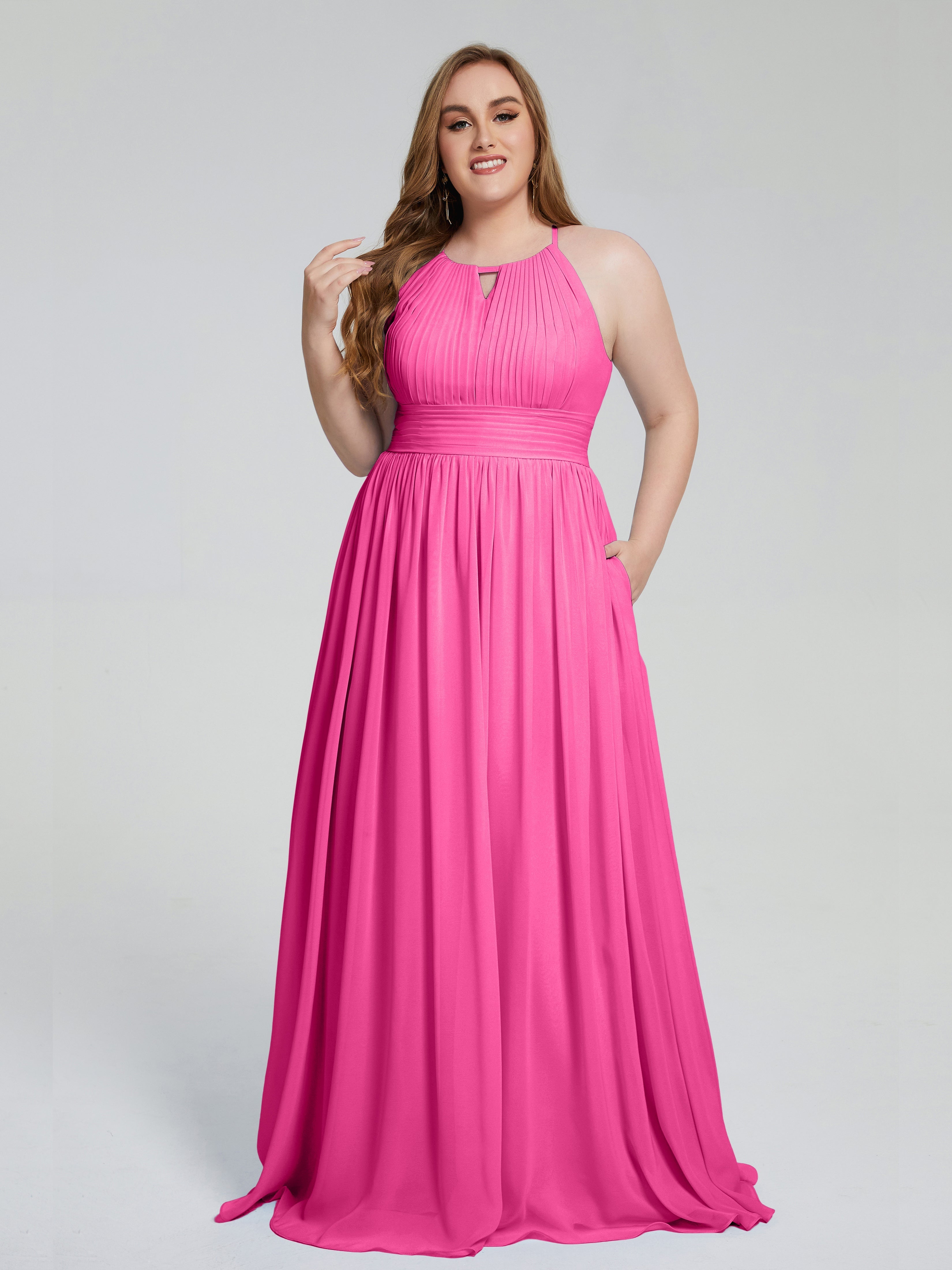 Robe Demoiselle D Honneur Azalée Payton Élégante Licou Mousseline Robes Demoiselle D'Honneur Grande Taille