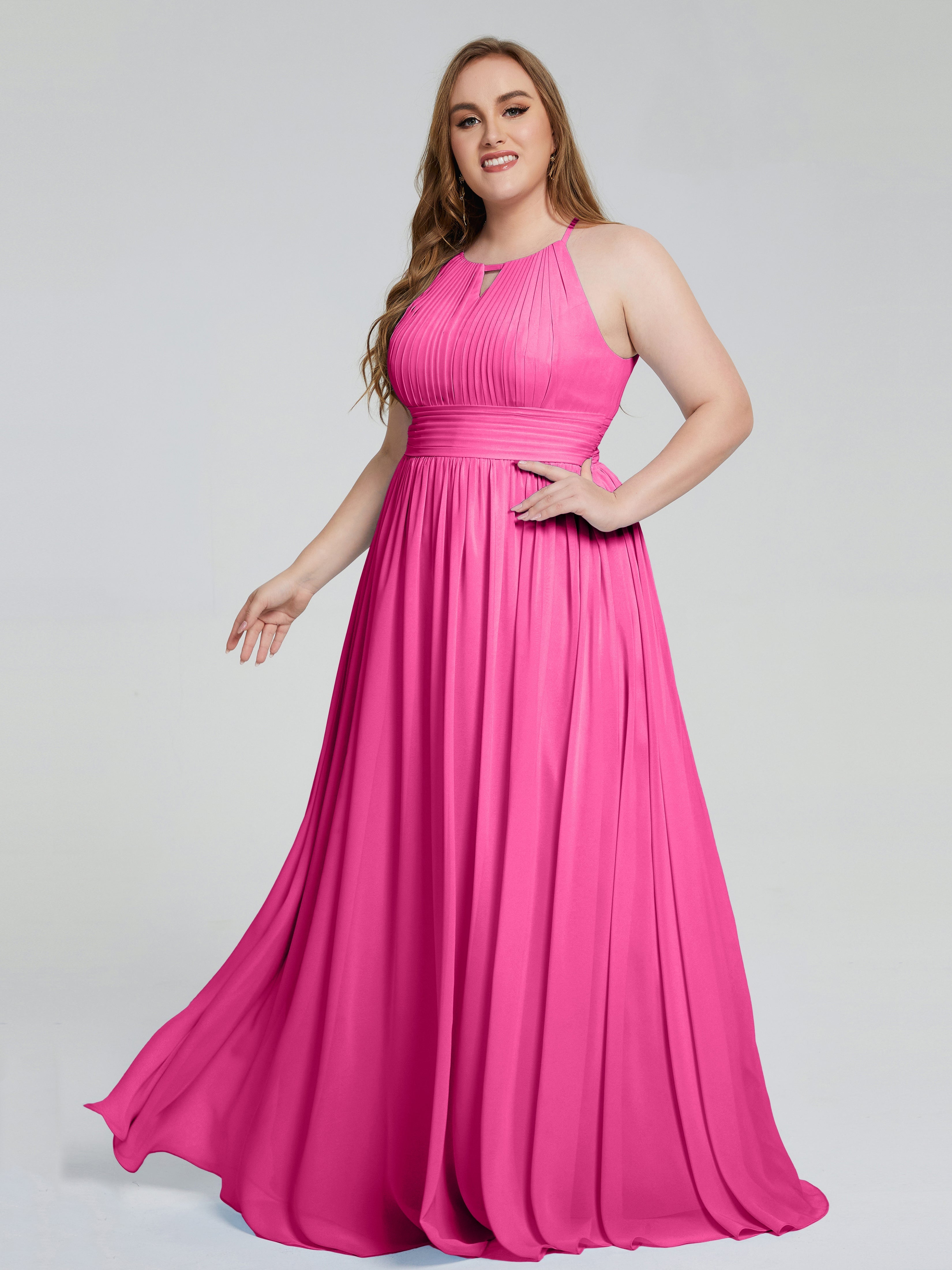 Robe Demoiselle D Honneur Azalée Payton Élégante Licou Mousseline Robes Demoiselle D'Honneur Grande Taille