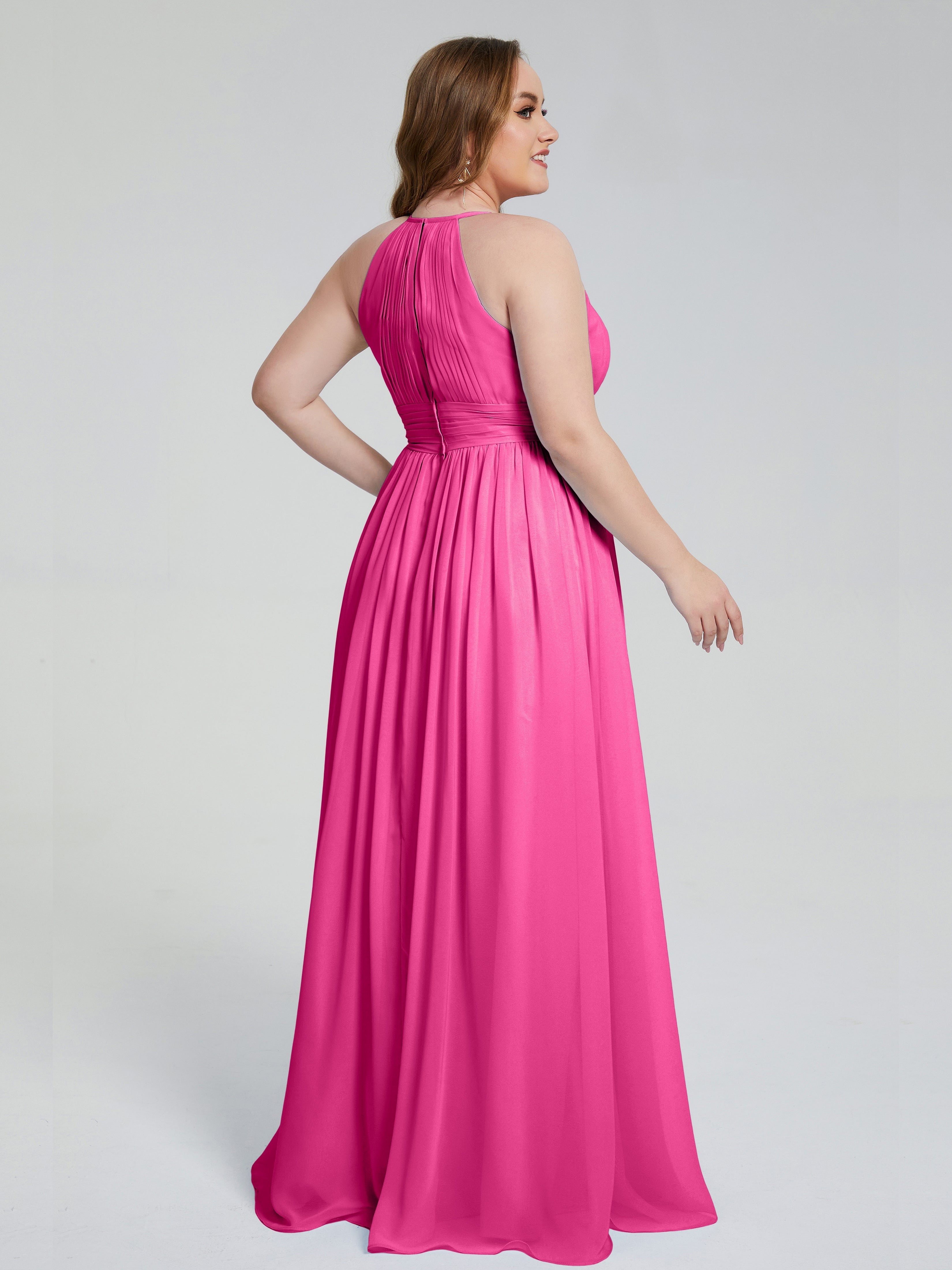 Robe Demoiselle D Honneur Azalée Payton Élégante Licou Mousseline Robes Demoiselle D'Honneur Grande Taille