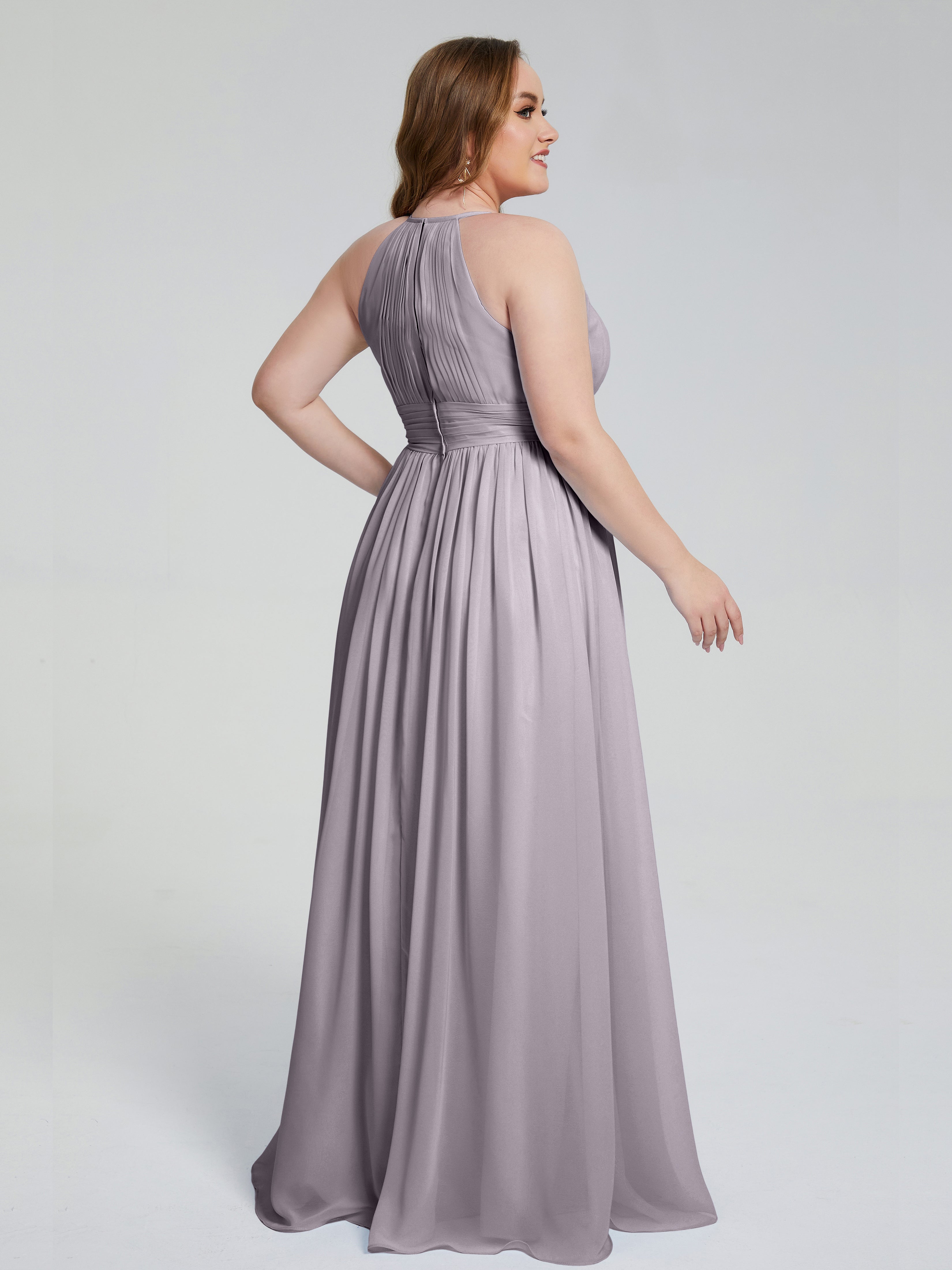 Robes De Demoiselle D'Honneur Crépuscule Payton Élégante Licou Mousseline Robes Demoiselle D'Honneur Grande Taille