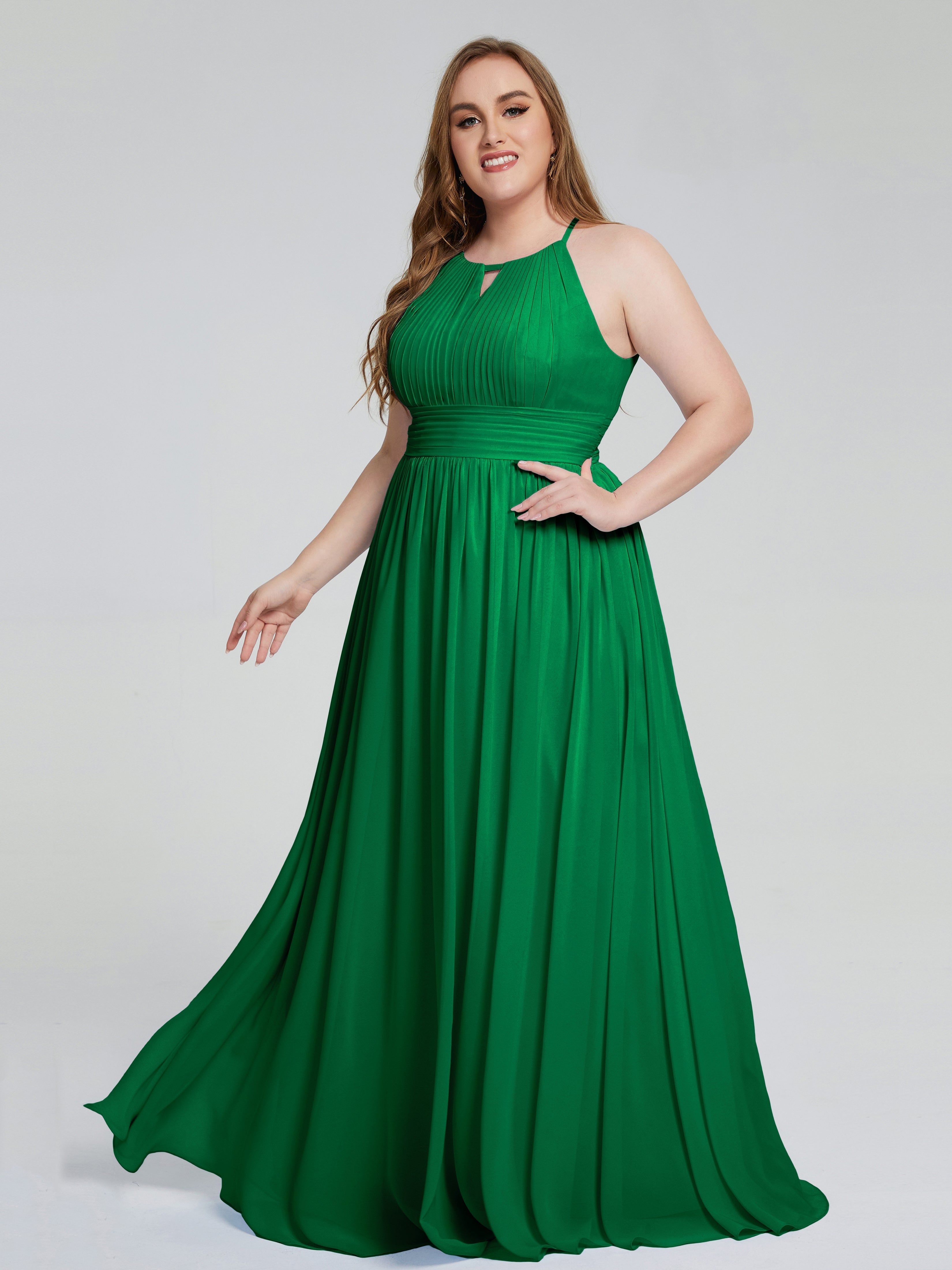 Robe Demoiselle D Honneur Vert Émeraude Payton Élégante Licou Mousseline Robes Demoiselle D'Honneur Grande Taille