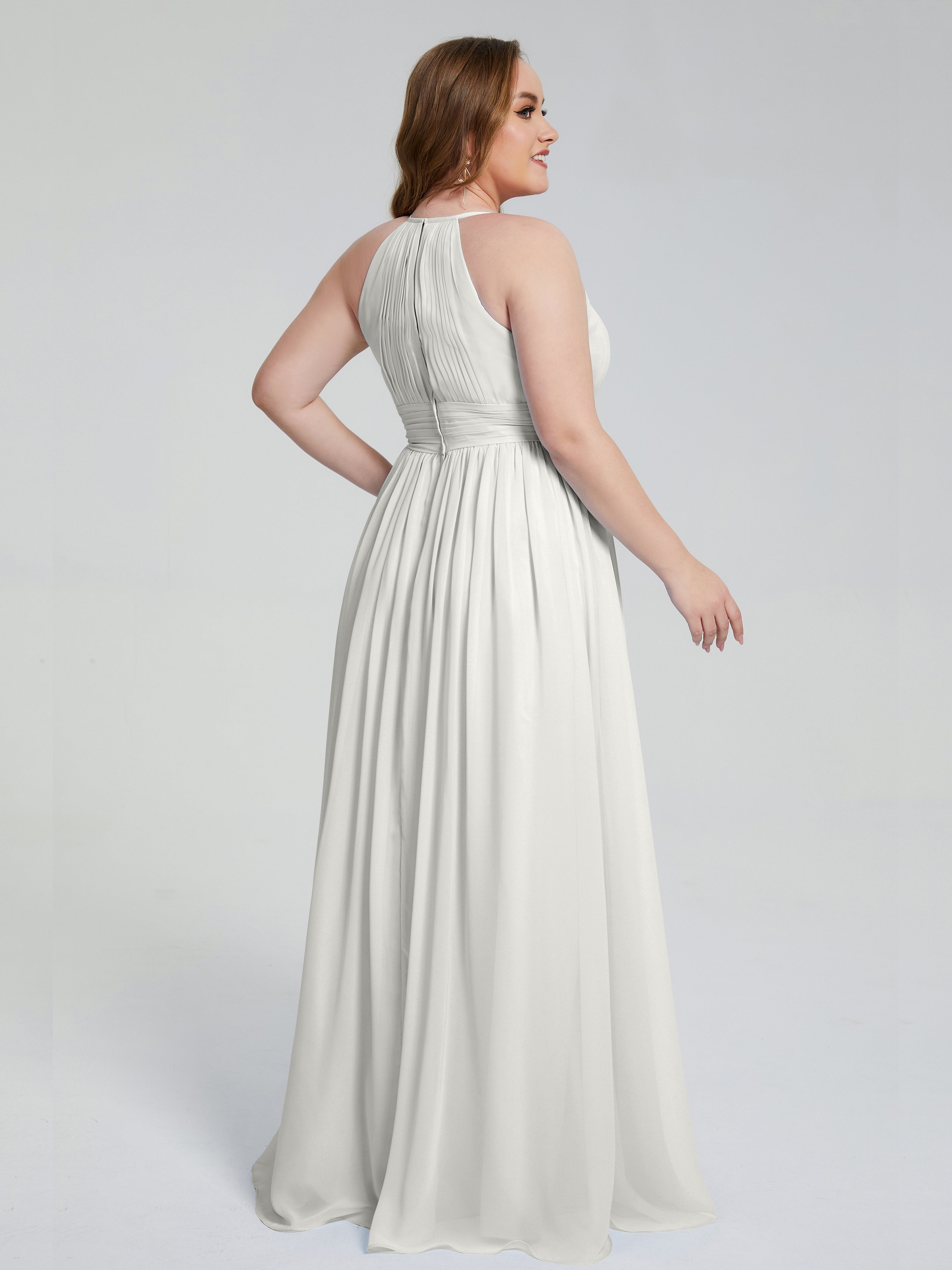 Robes De Demoiselle D'Honneur Ivoire Payton Élégante Licou Mousseline Robes Demoiselle D'Honneur Grande Taille