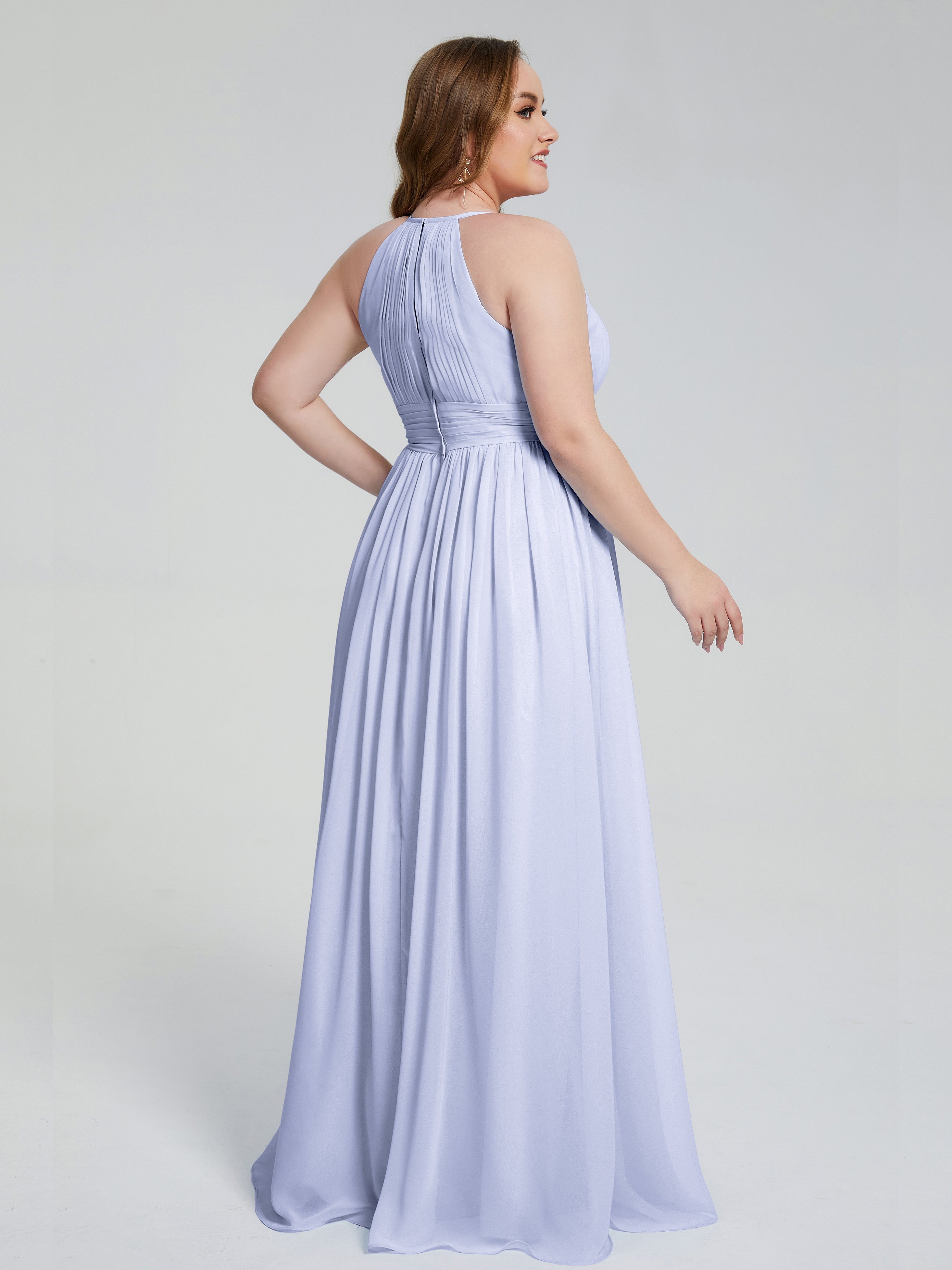 Robe Demoiselle D Honneur Lavande Payton Élégante Licou Mousseline Robes Demoiselle D'Honneur Grande Taille