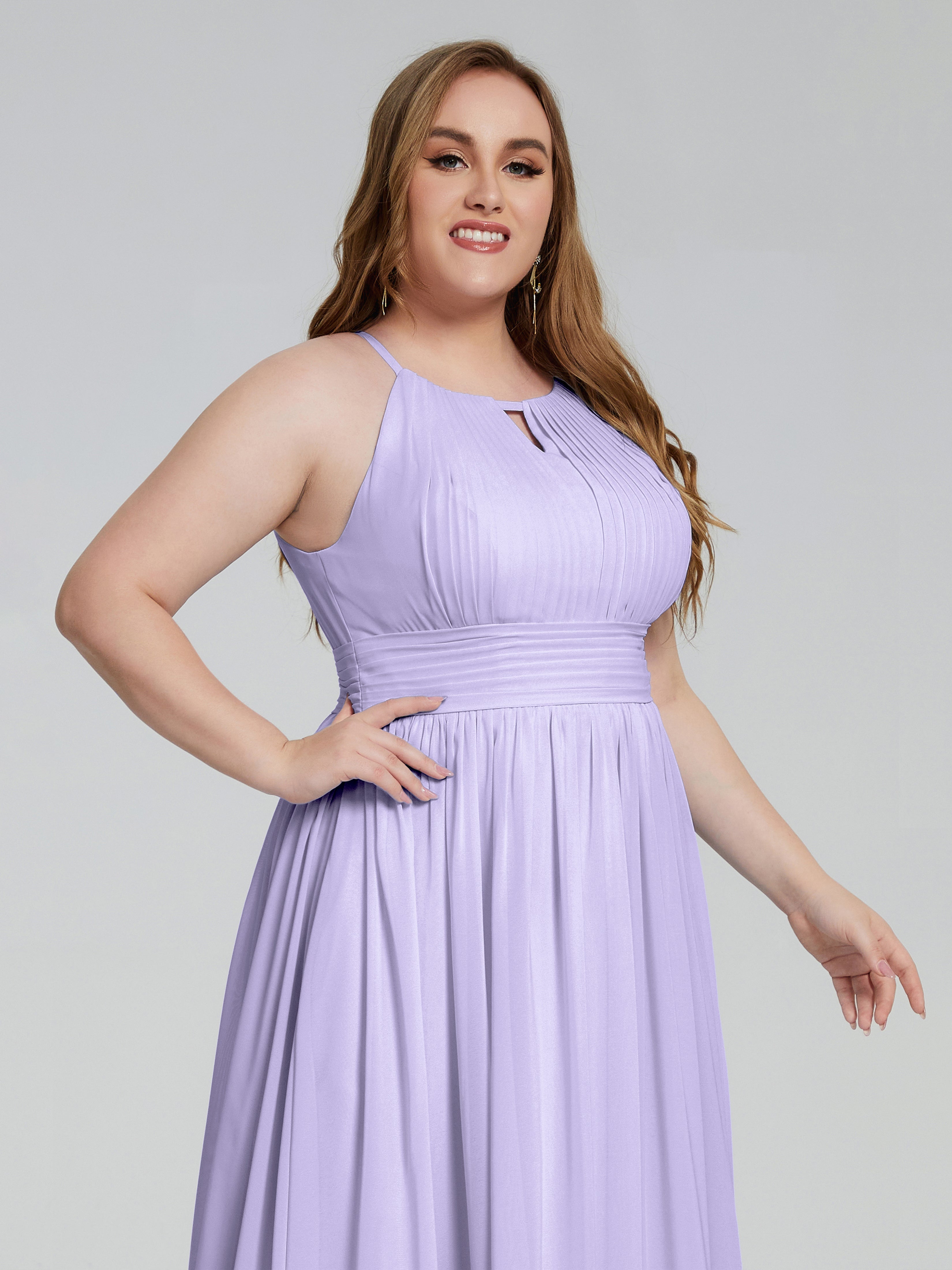 Robe Lilas Demoiselle D Honneur Payton Élégante Licou Mousseline Robes Demoiselle D'Honneur Grande Taille