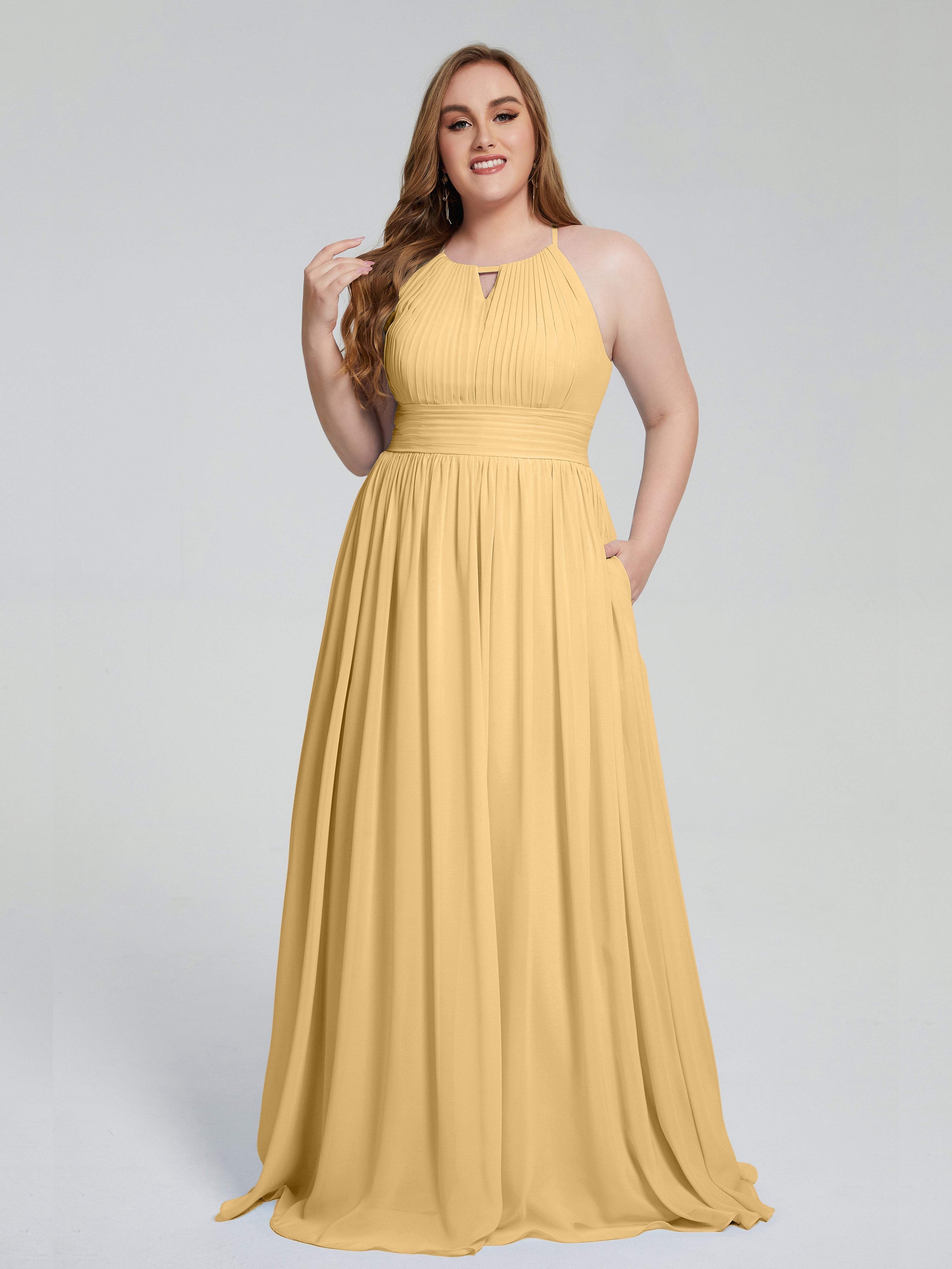 Robe Or Demoiselle D Honneur Payton Élégante Licou Mousseline Robes Demoiselle D'Honneur Grande Taille