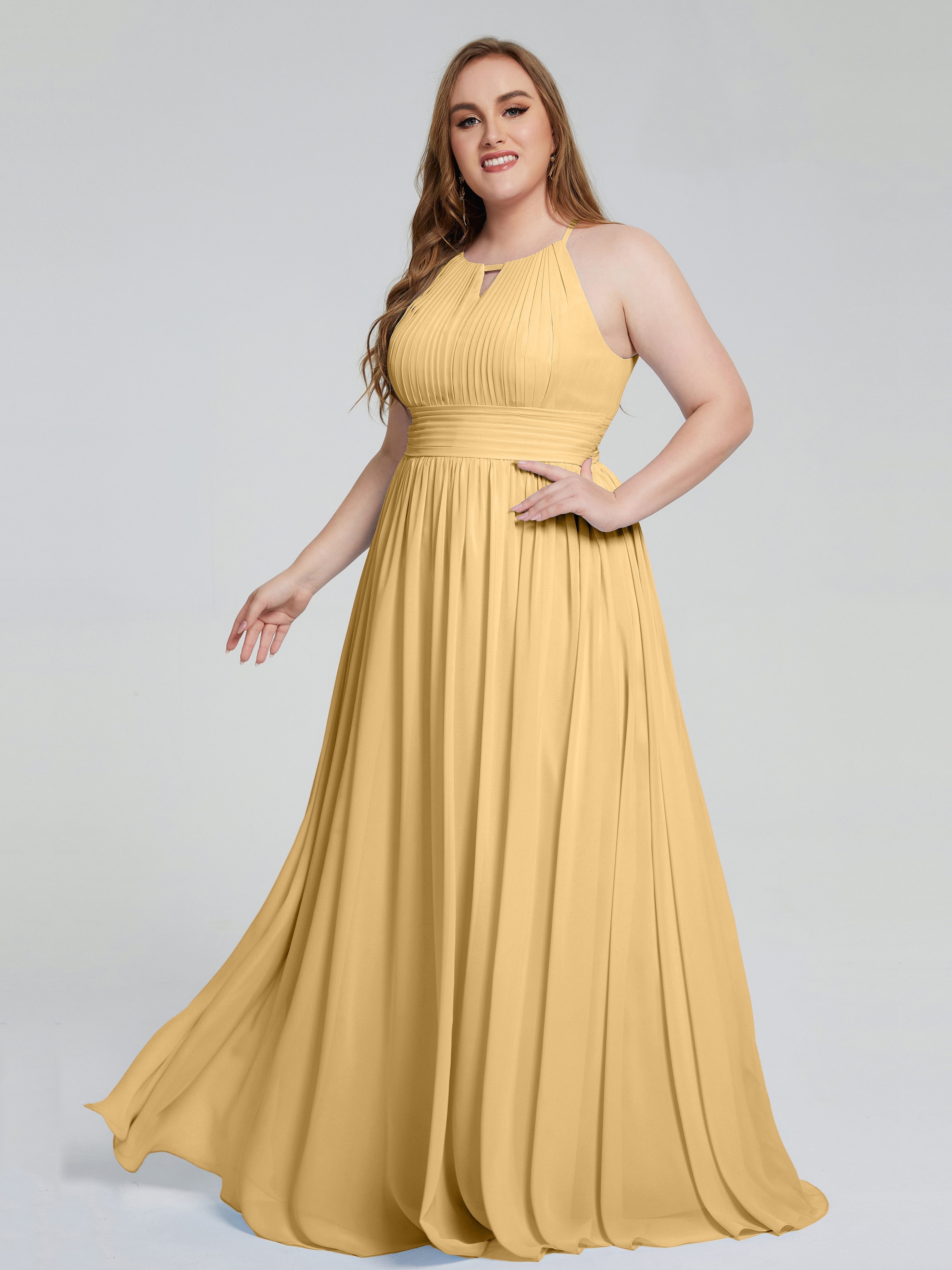 Robe Or Demoiselle D Honneur Payton Élégante Licou Mousseline Robes Demoiselle D'Honneur Grande Taille