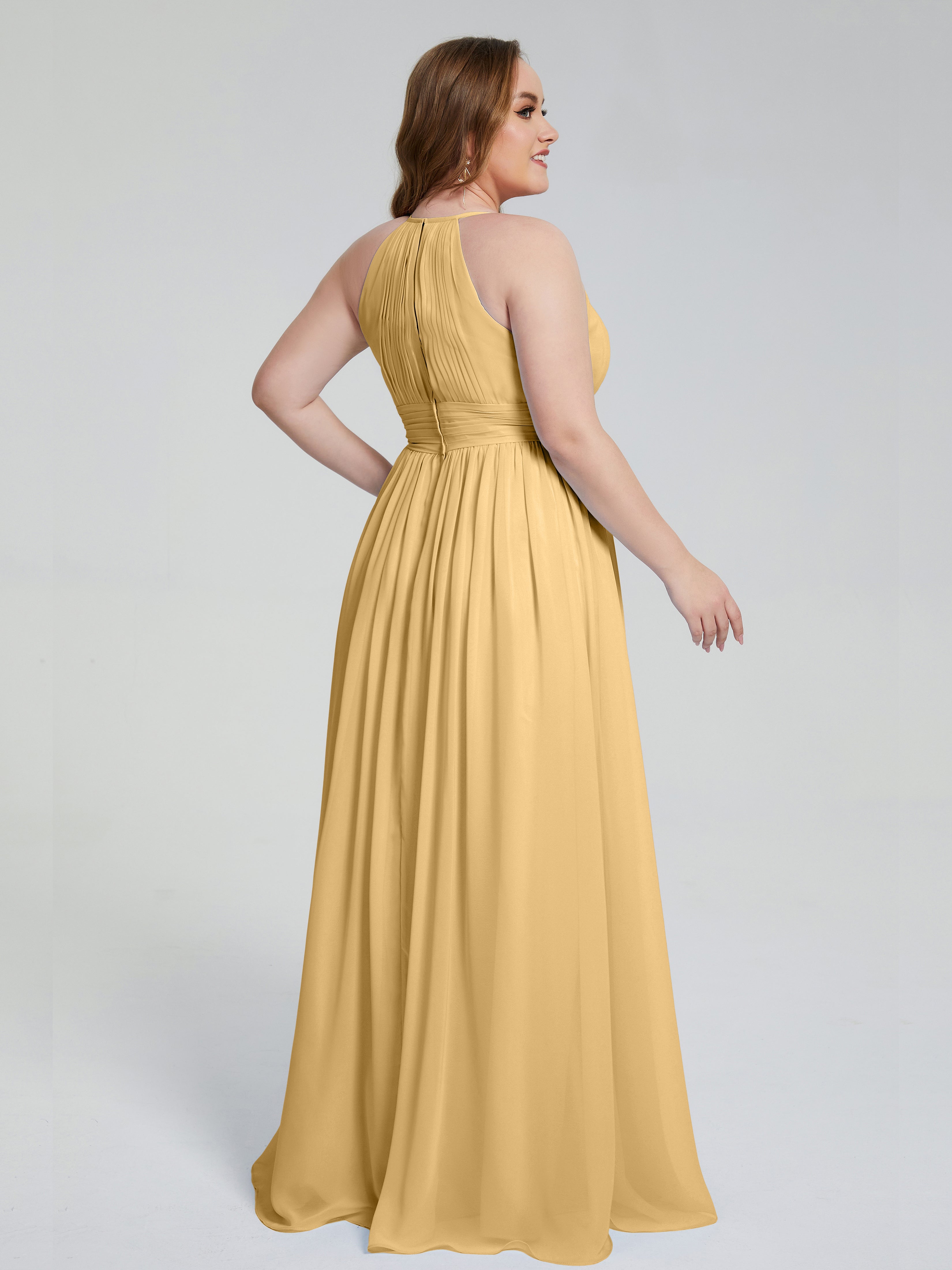 Robe Or Demoiselle D Honneur Payton Élégante Licou Mousseline Robes Demoiselle D'Honneur Grande Taille