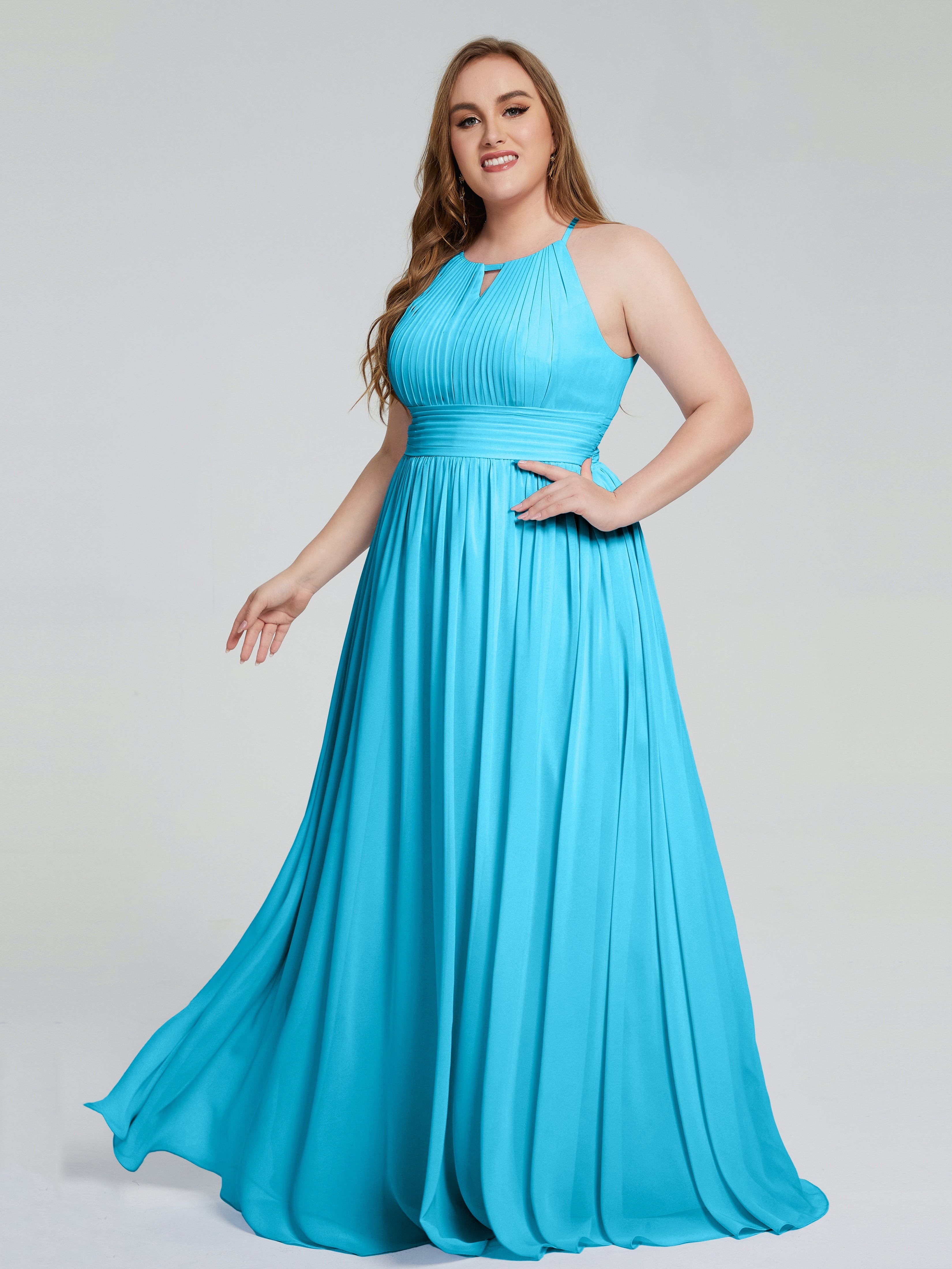 Robe De Demoiselle D'Honneur En Piscine Payton Élégante Licou Mousseline Robes Demoiselle D'Honneur Grande Taille