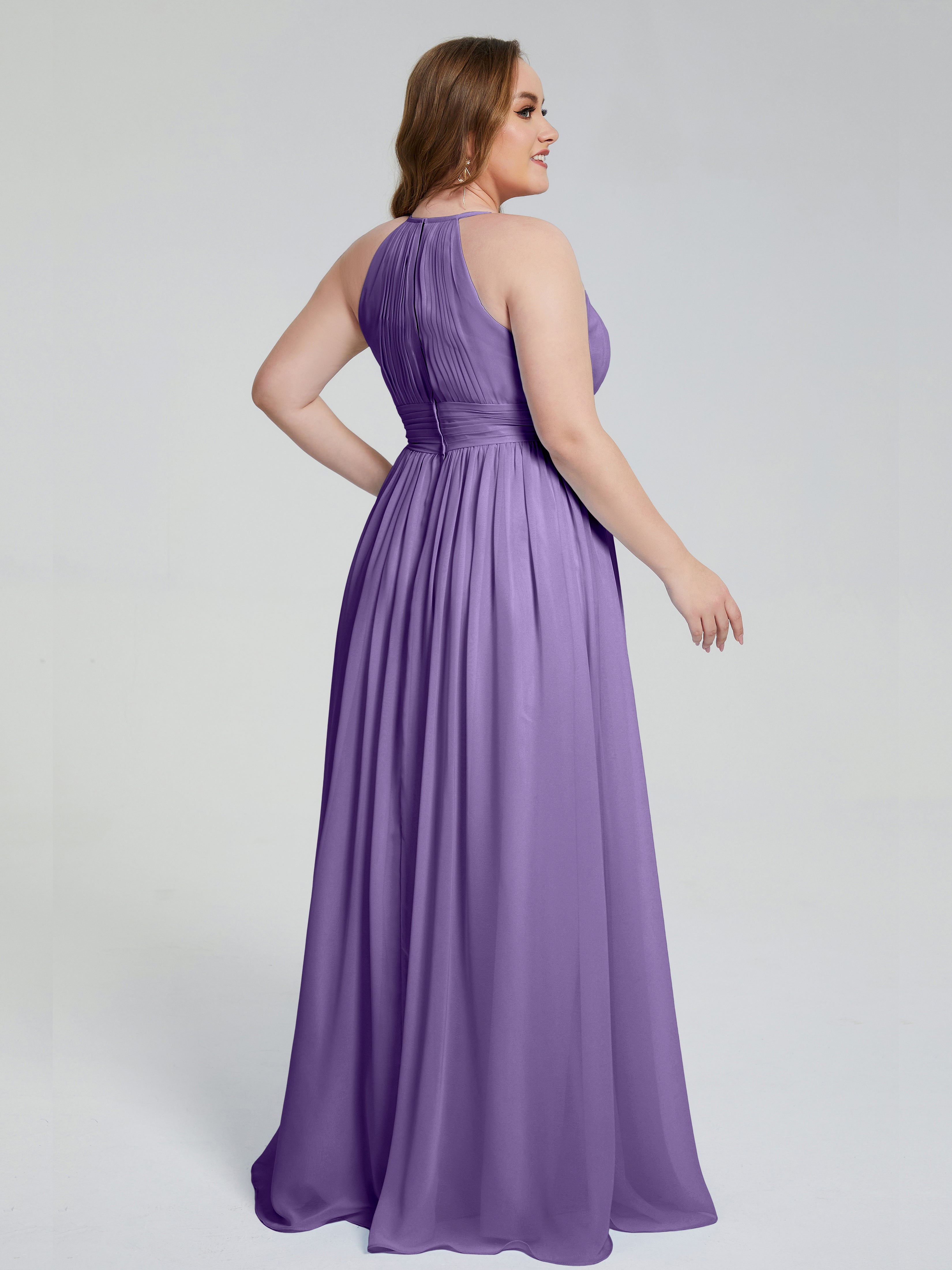 Robes De Demoiselle D'Honneur Tahiti Payton Élégante Licou Mousseline Robes Demoiselle D'Honneur Grande Taille