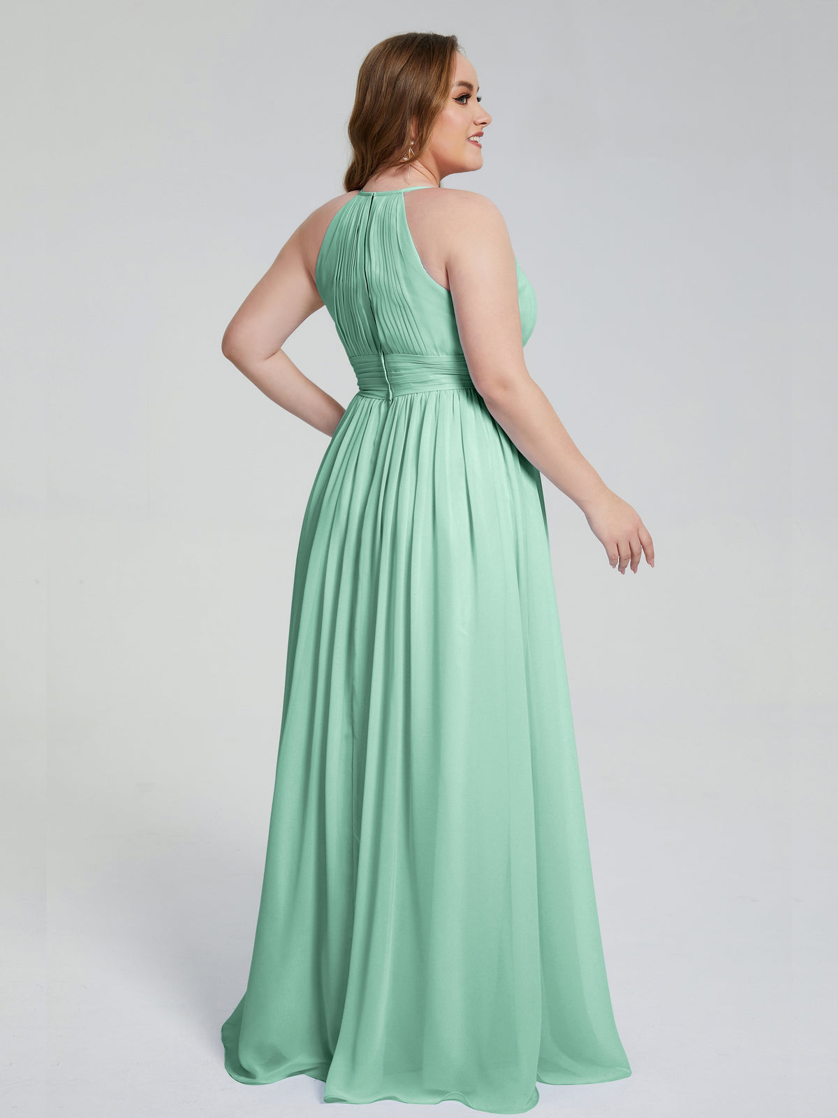 Robes De Demoiselle D'Honneur Vert Menthe Payton Élégante Licou Mousseline Robes Demoiselle D'Honneur Grande Taille