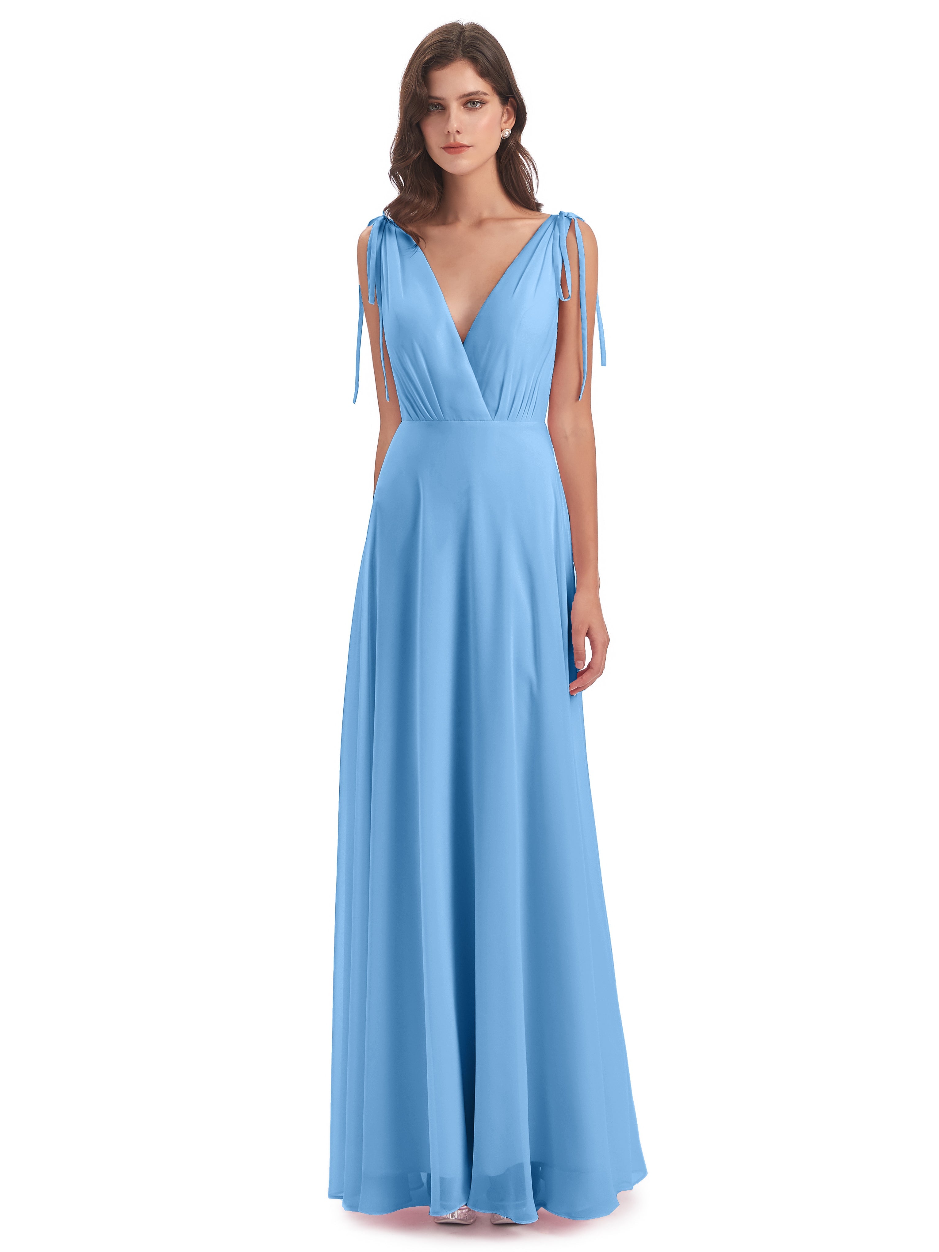 Robes De Demoiselle D'Honneur Bleu Clair Dos Nu Col V Robes Demoiselle D'Honneur