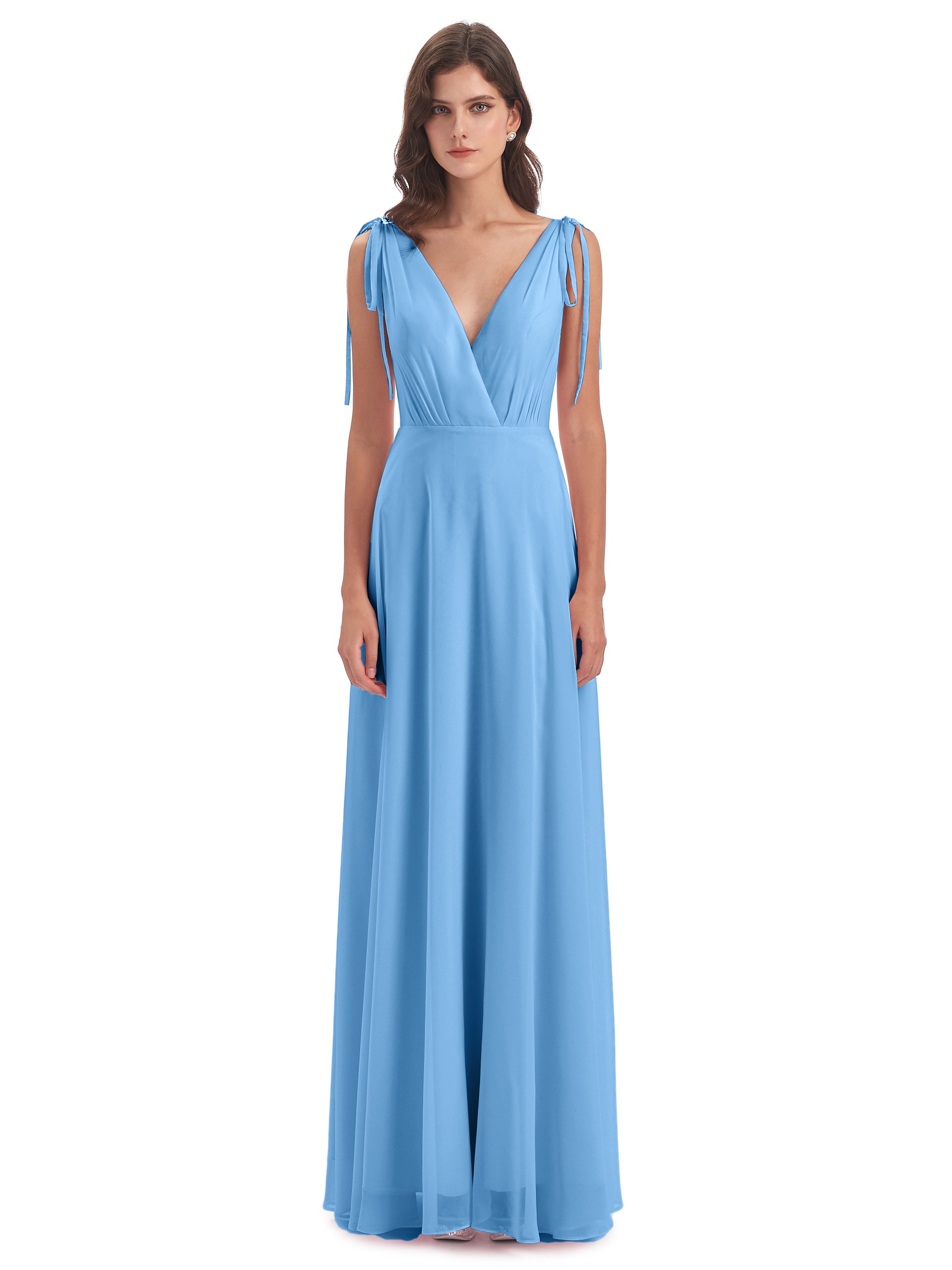 Robes De Demoiselle D'Honneur Bleu Clair Dos Nu Col V Robes Demoiselle D'Honneur