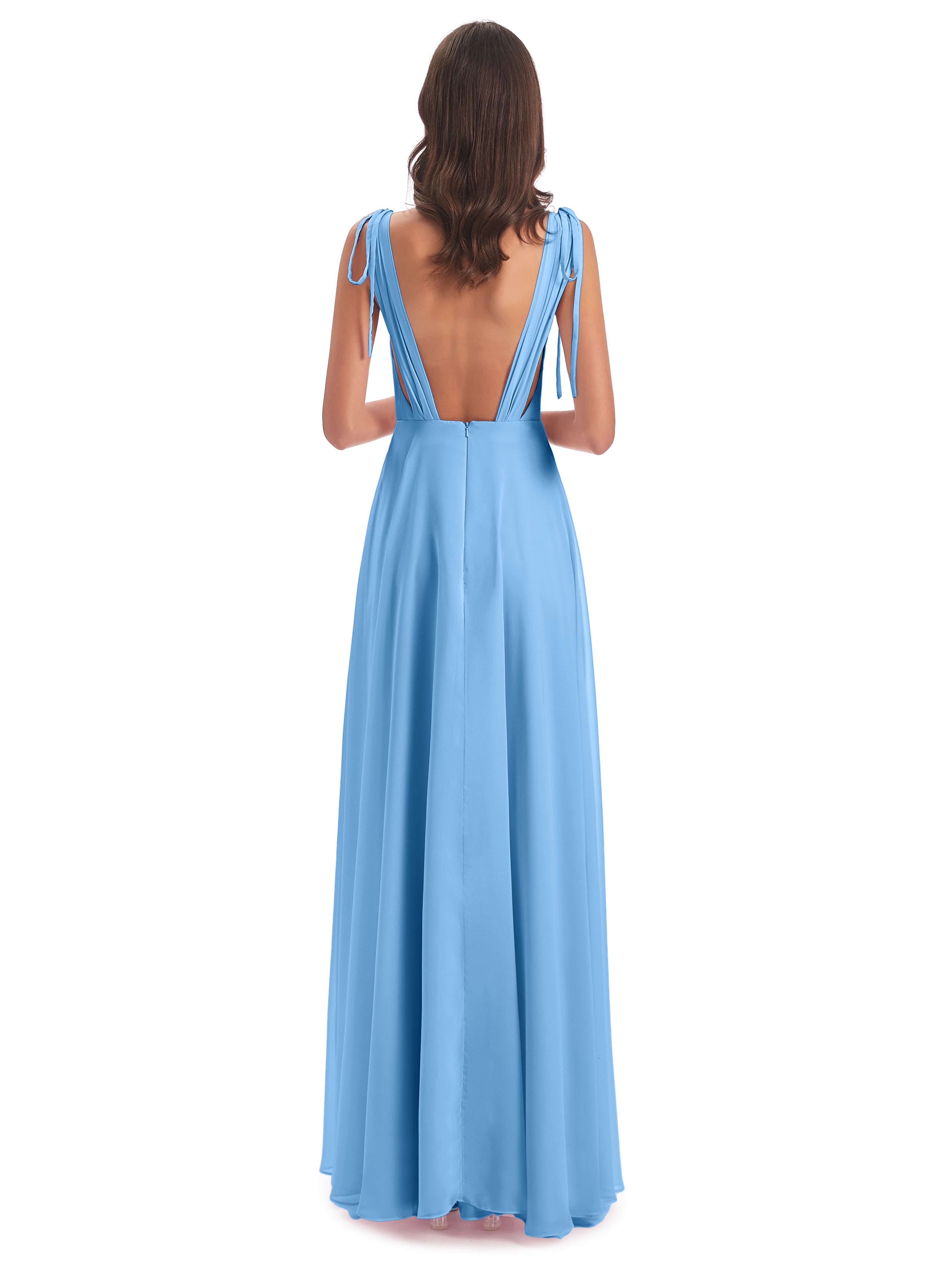 Robes De Demoiselle D'Honneur Bleu Clair Dos Nu Col V Robes Demoiselle D'Honneur