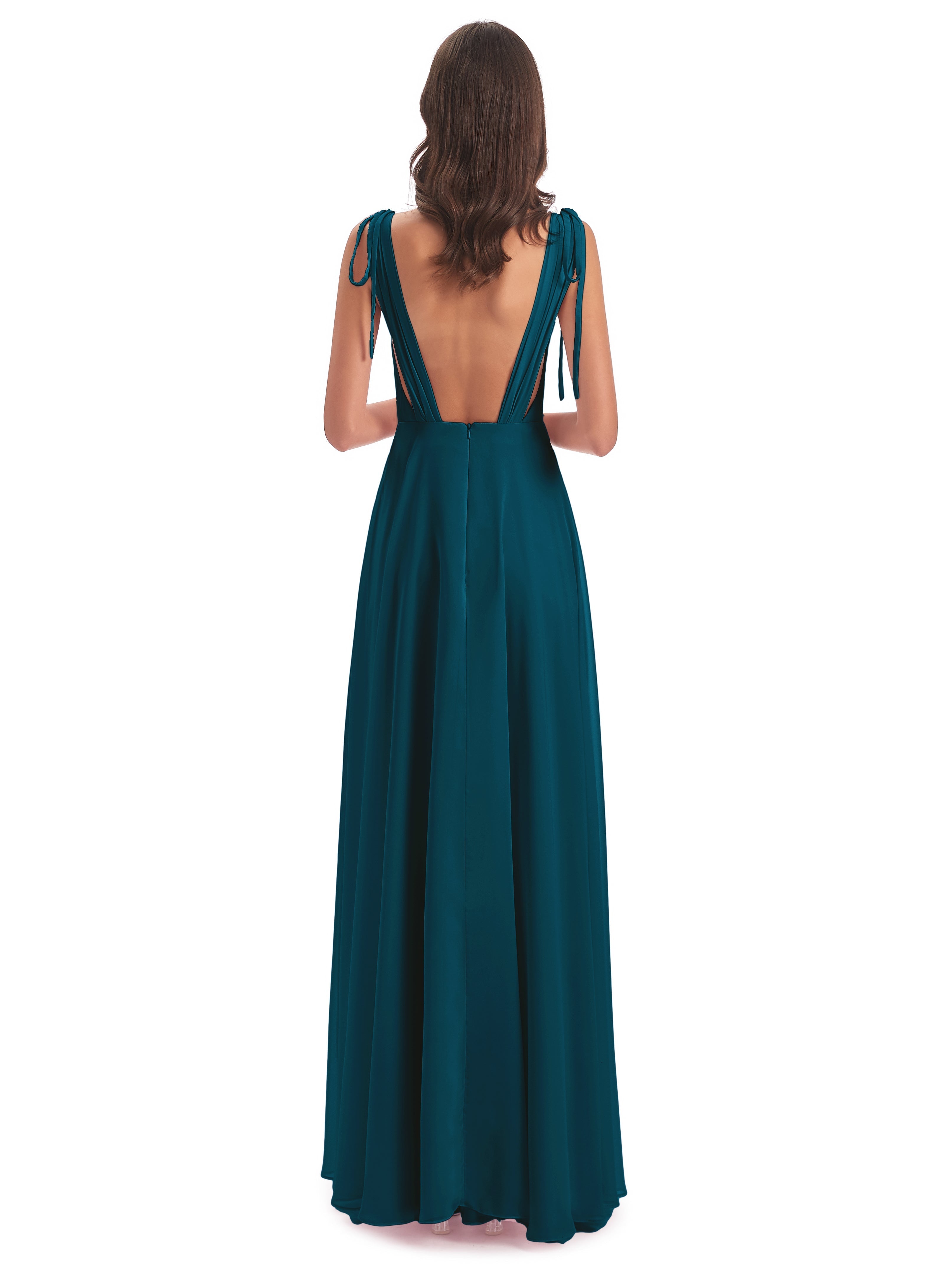Robe De Demoiselle D'Honneur Bleu Encre Dos Nu Col V Robes Demoiselle D'Honneur