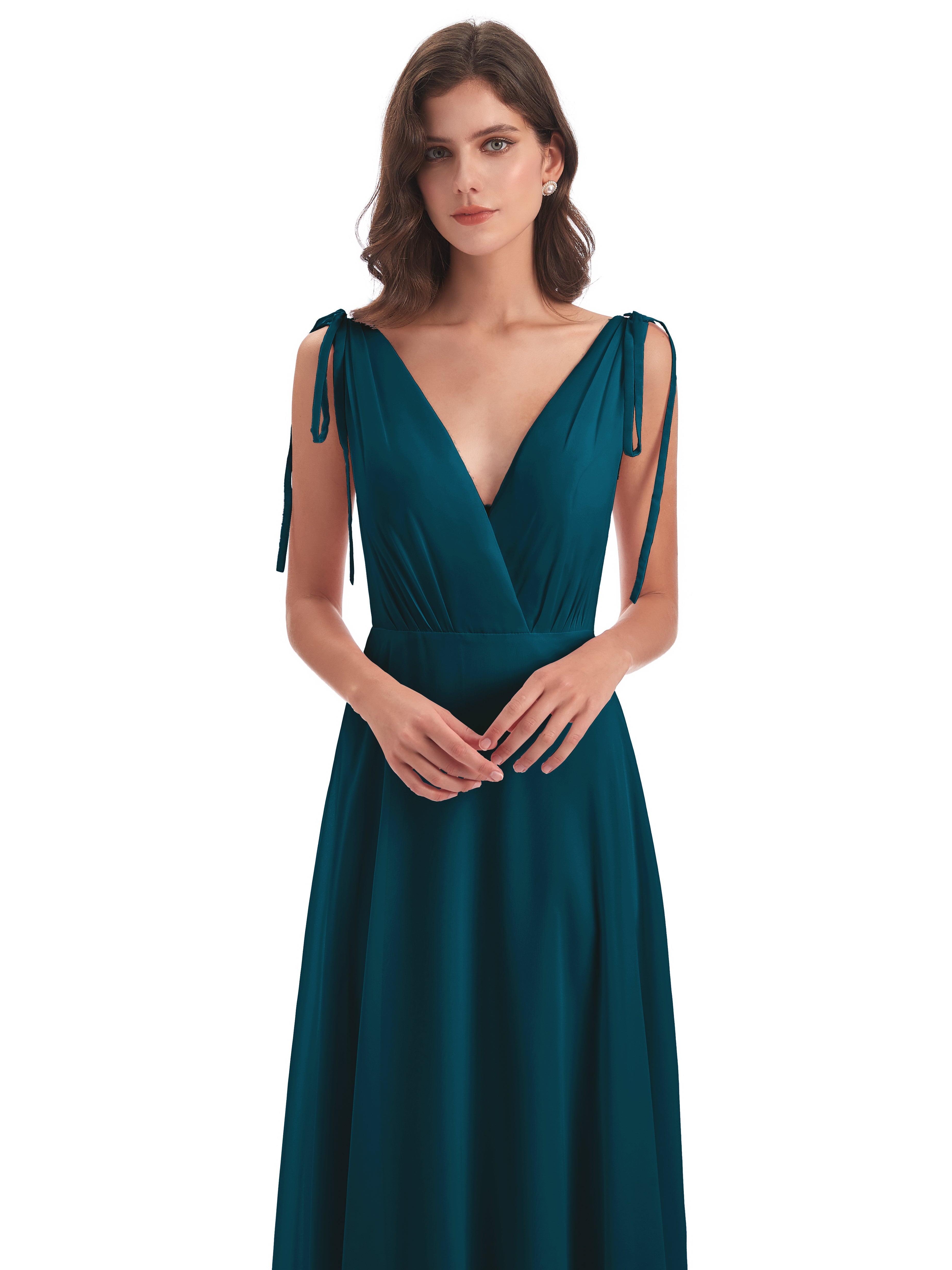 Robe De Demoiselle D'Honneur Bleu Encre Dos Nu Col V Robes Demoiselle D'Honneur
