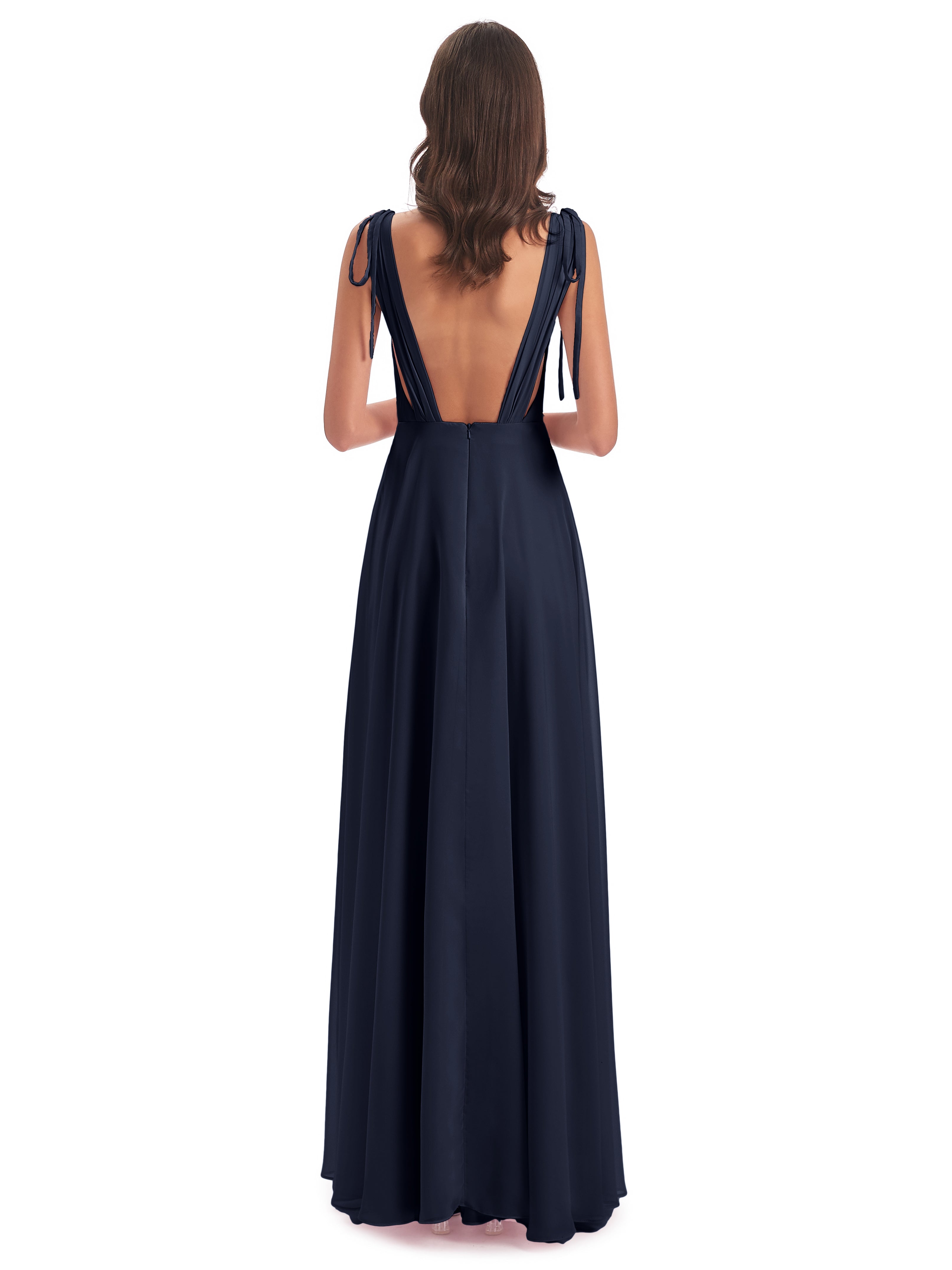 Robe Bleu Marine Demoiselle D Honneur Dos Nu Col V Robes Demoiselle D'Honneur