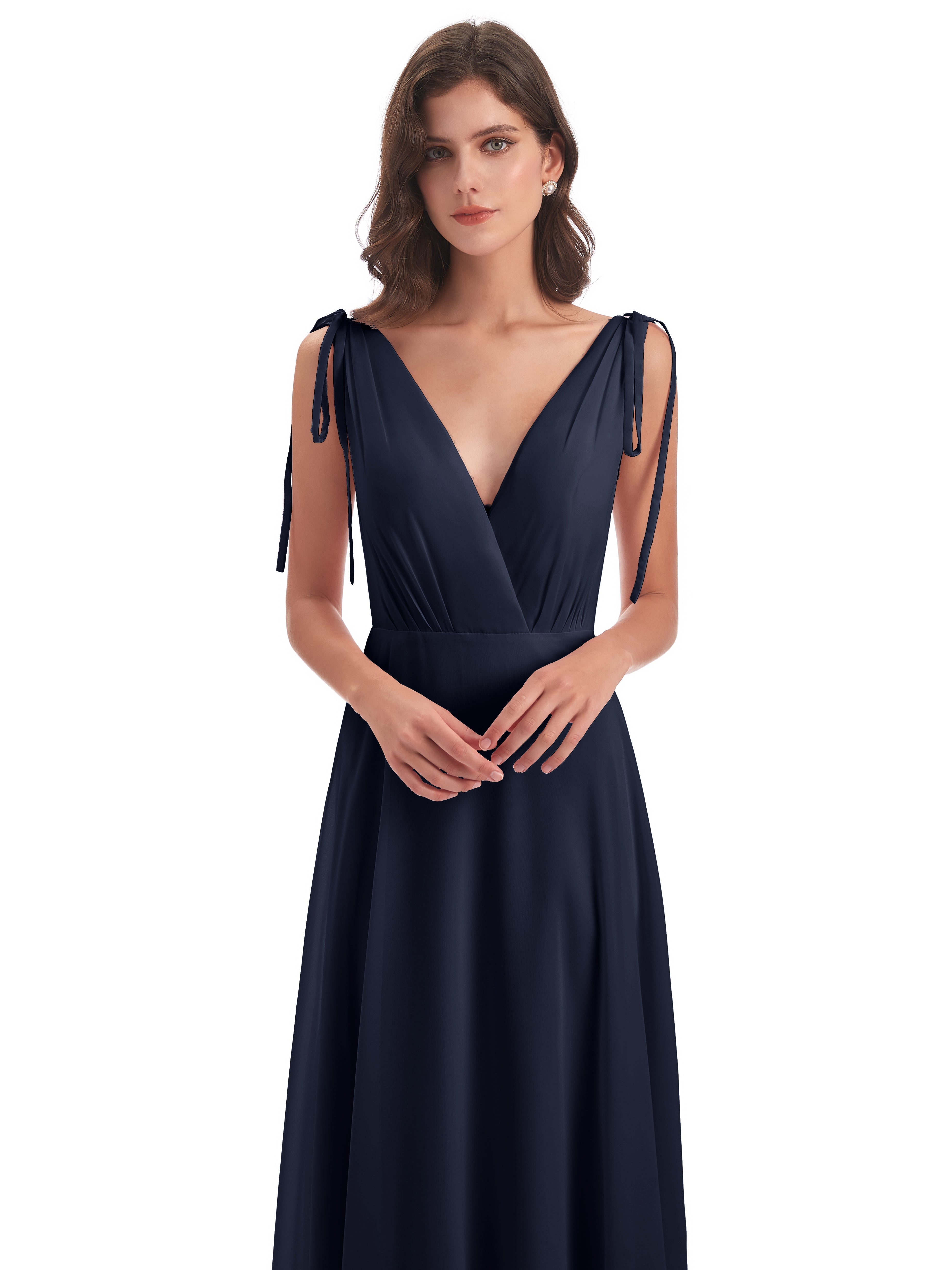 Robe Bleu Marine Demoiselle D Honneur Dos Nu Col V Robes Demoiselle D'Honneur