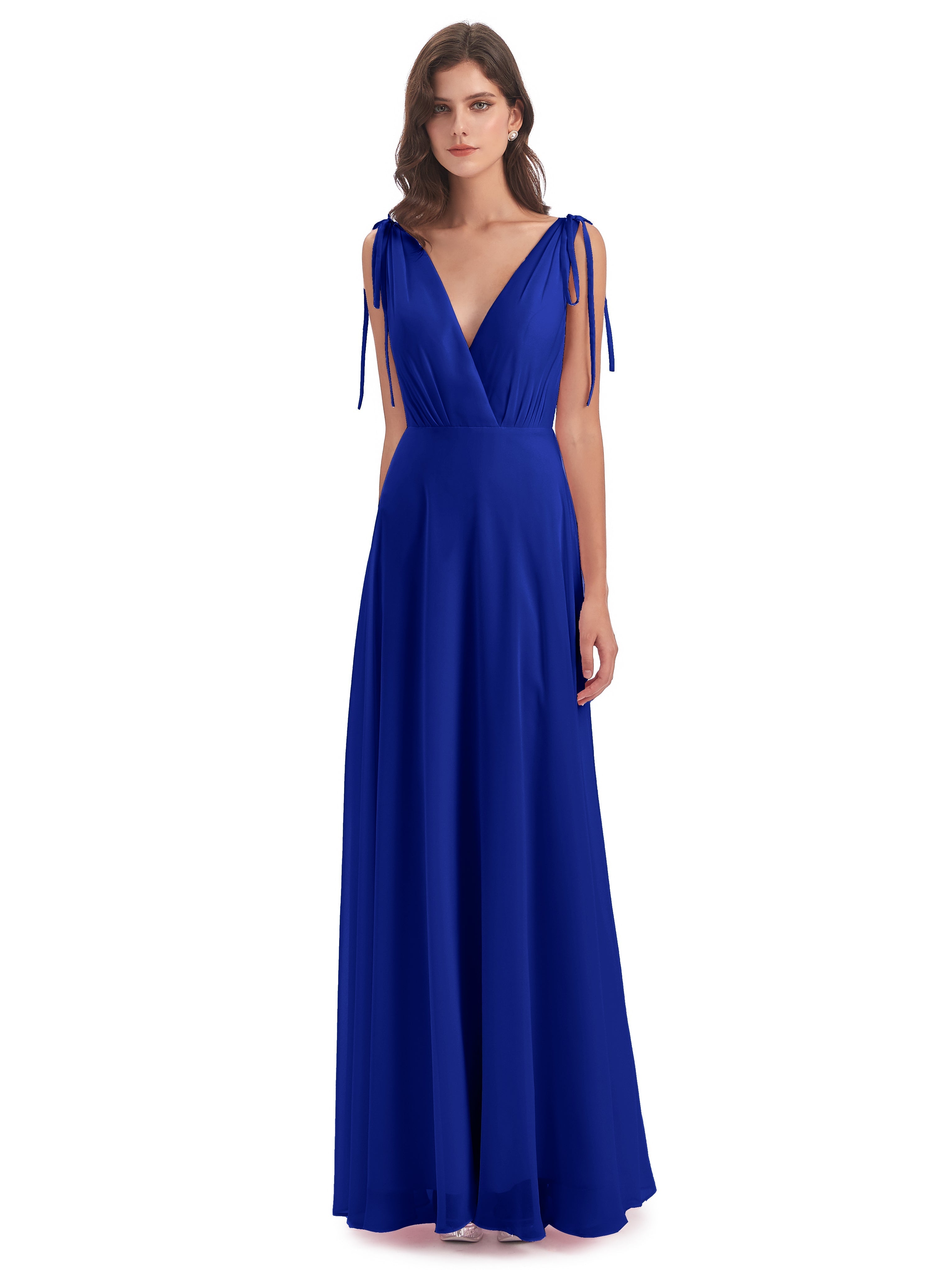 Mariage Robe Demoiselle D Honneur Bleu Roi Dos Nu Col V Robes Demoiselle D'Honneur