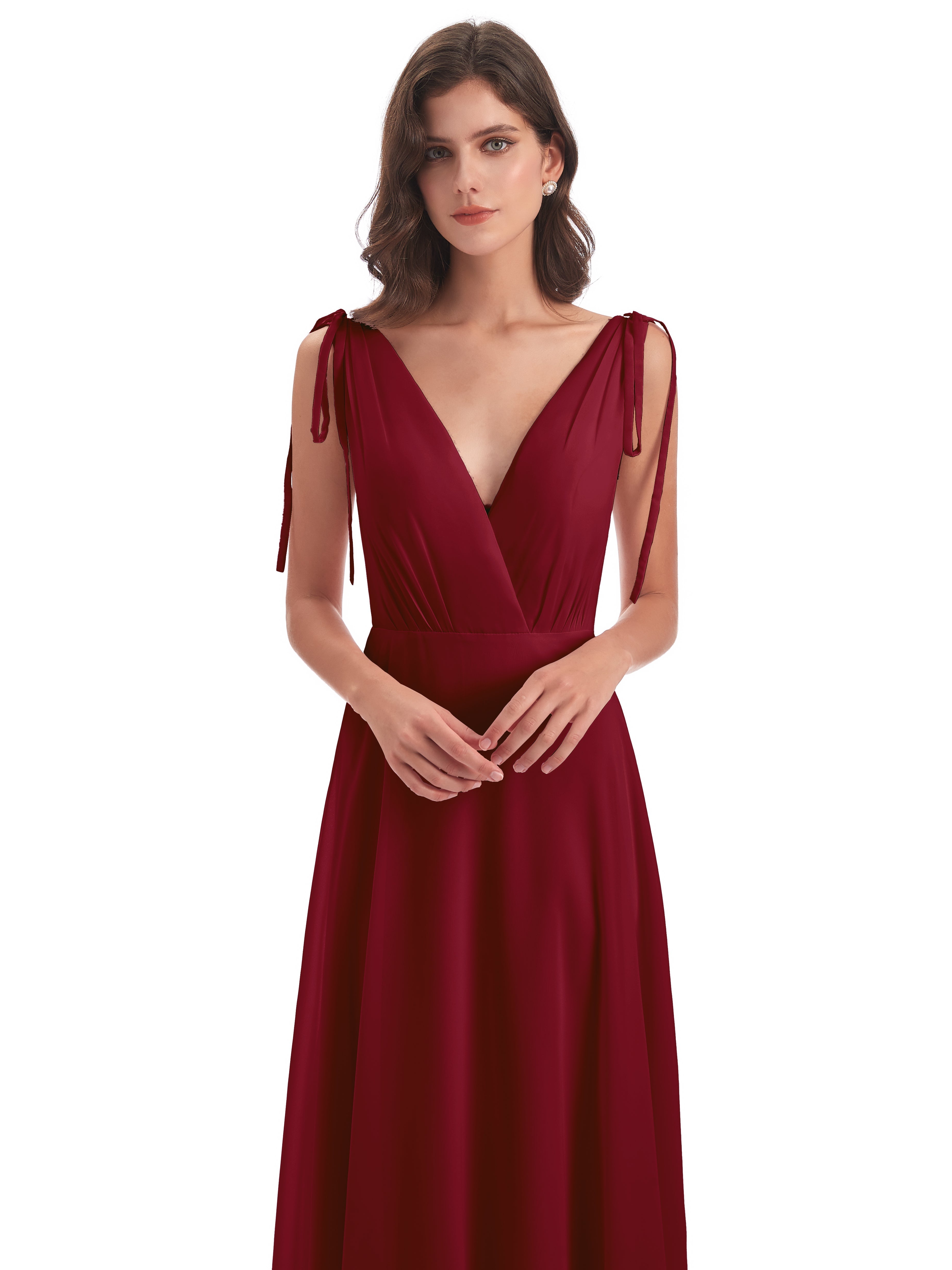 Robe De Demoiselle D Honneur Bordeaux Dos Nu Col V Robes Demoiselle D'Honneur