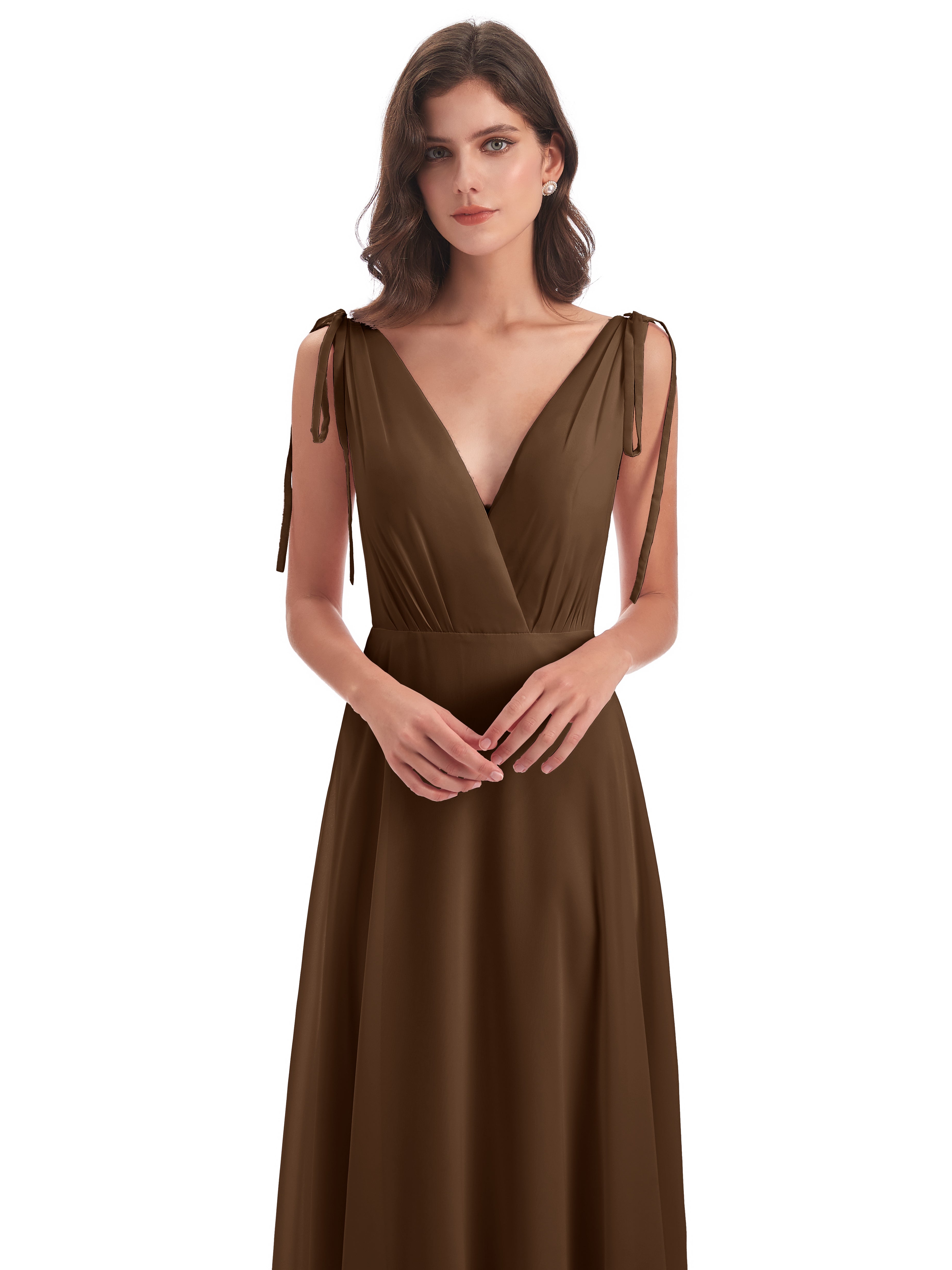 Robes De Demoiselle D'Honneur Brun Dos Nu Col V Robes Demoiselle D'Honneur