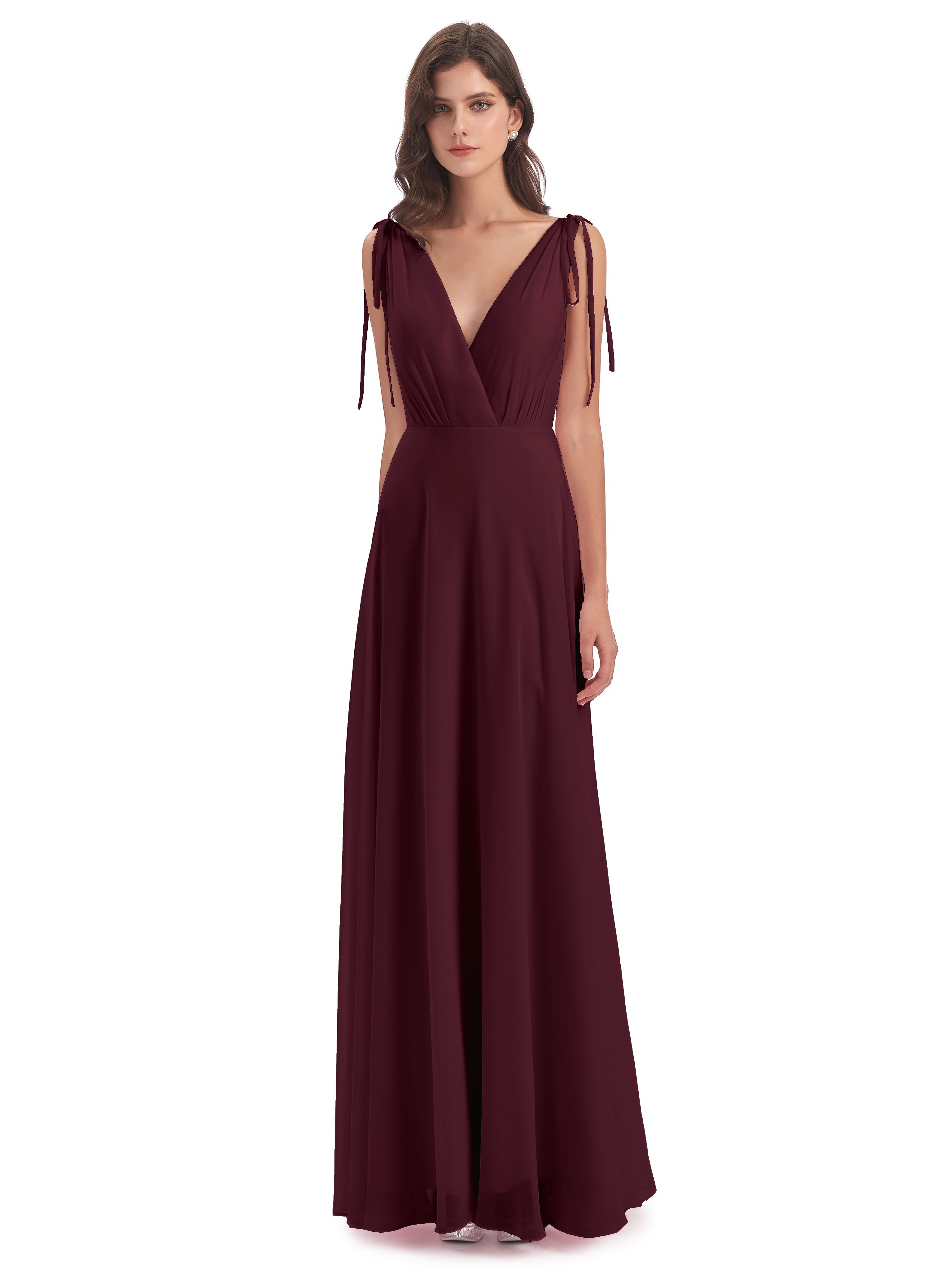 Robes De Demoiselle D'Honneur Cabernet Dos Nu Col V Robes Demoiselle D'Honneur