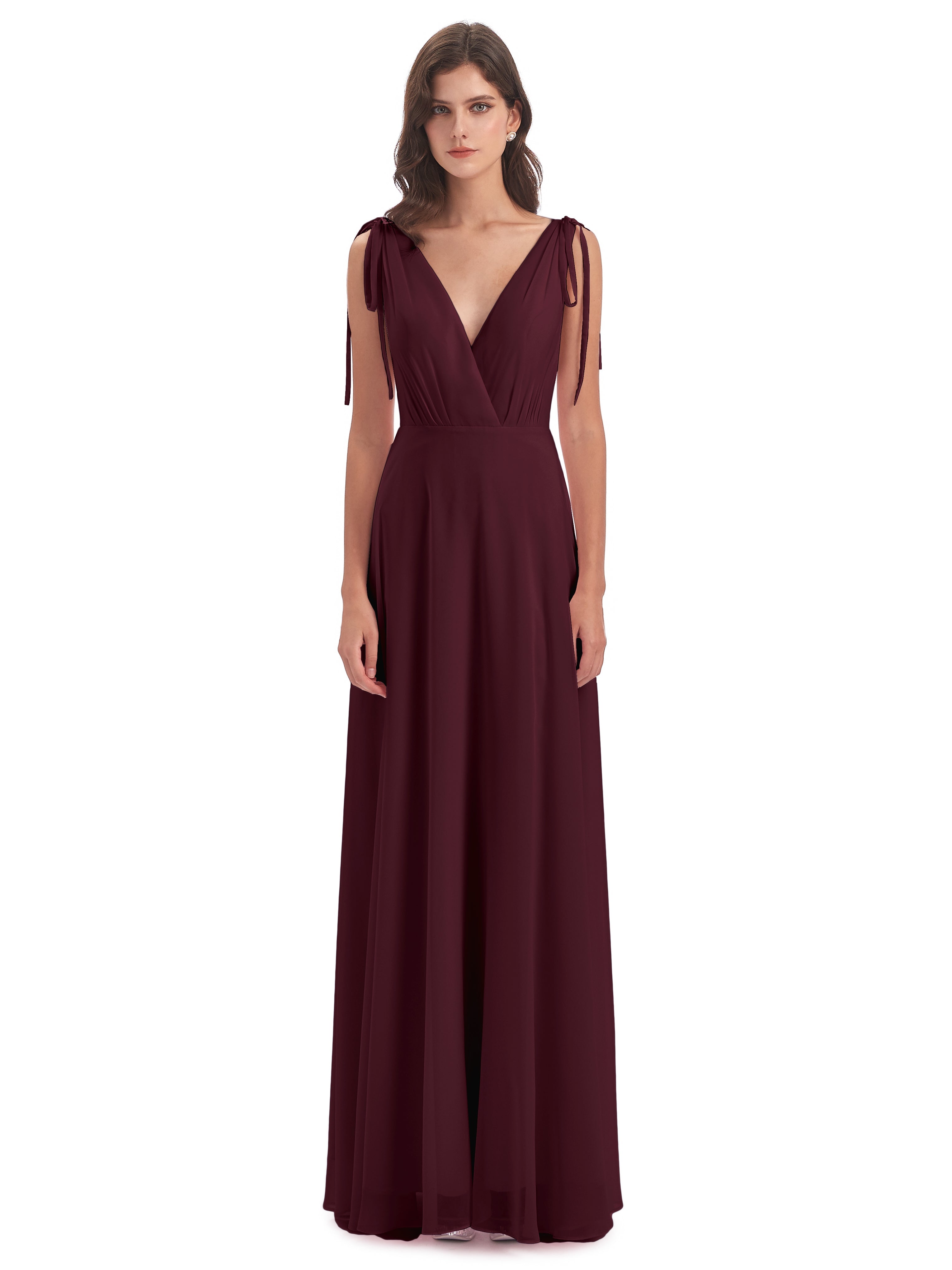 Robes De Demoiselle D'Honneur Cabernet Dos Nu Col V Robes Demoiselle D'Honneur